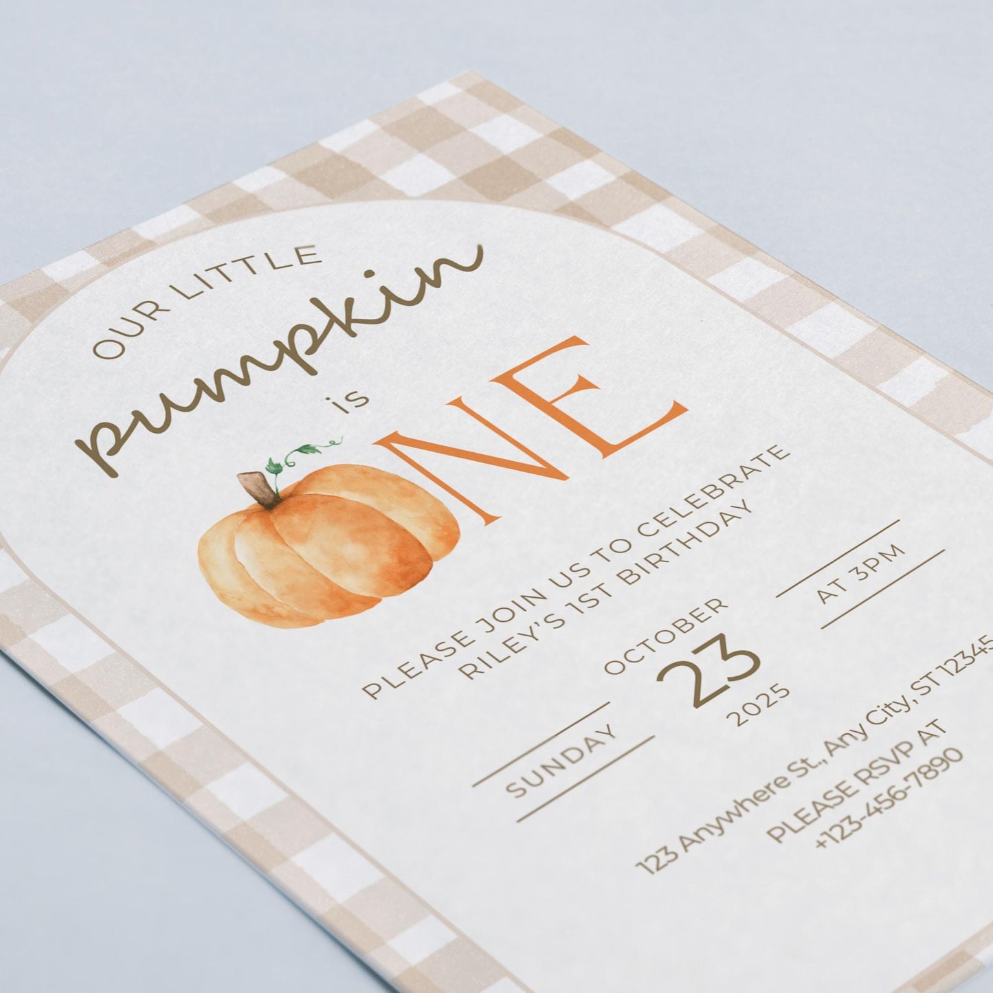 Our Little Pumpkin Is One Invitation, First Birthday Editable Invite, Autumn Pumpkin Party Template, Digital Download