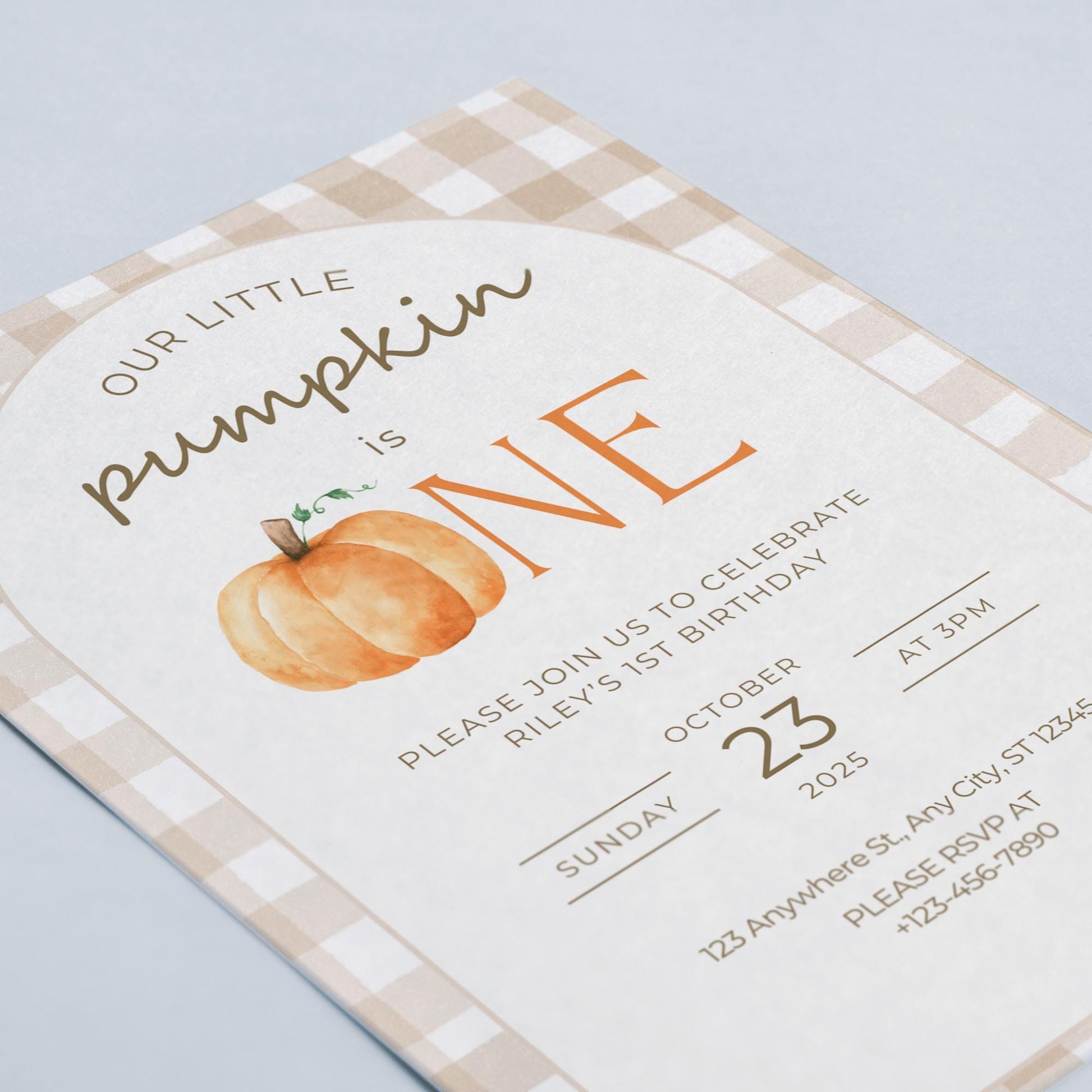 Our Little Pumpkin Is One Invitation, First Birthday Editable Invite, Autumn Pumpkin Party Template, Digital Download