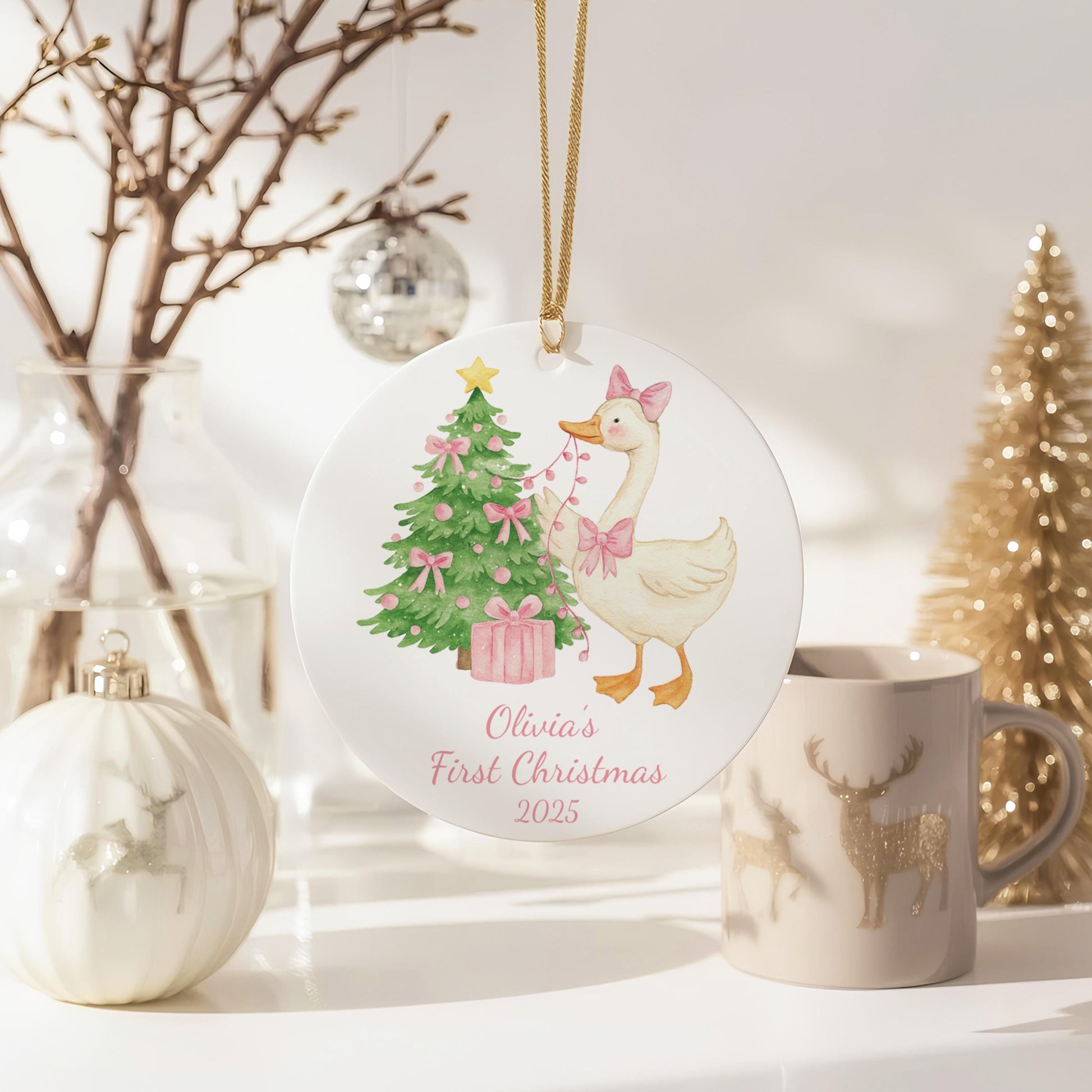Silly Goose First Christmas Ornament, Personalized Newborn Gift, Custom Keepsake for Baby's First Xmas