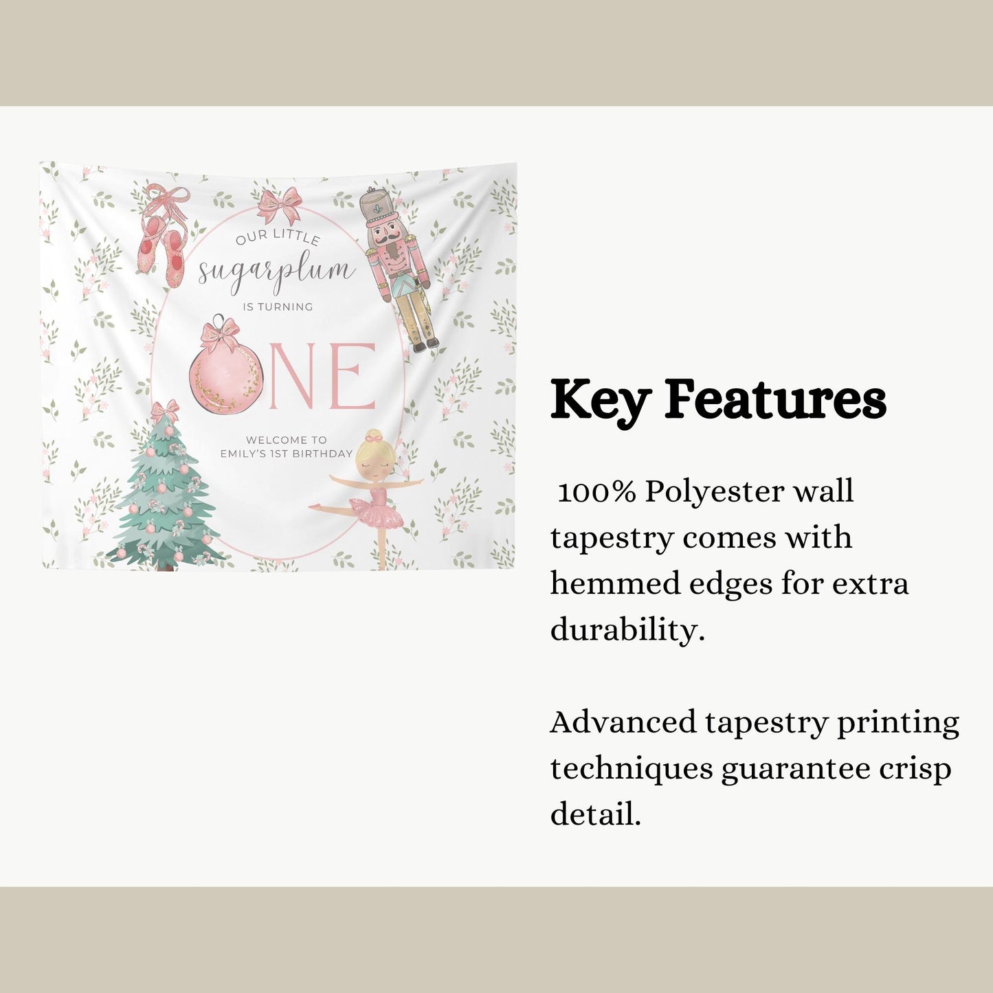 Nutcracker Ballet Banner Sugarplum Fairy First Birthday Personalized Welcome Sign Winter ONEderland 1st Birthday Photo Backdrop