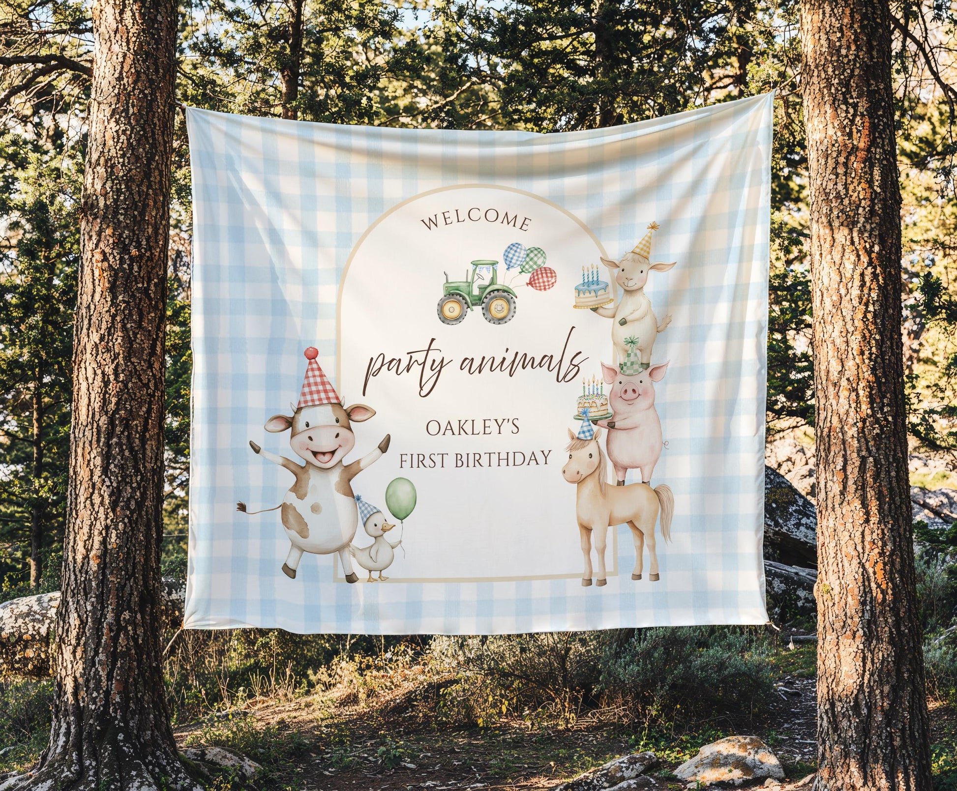 Farm Birthday Personalized Banner 1st Birthday Girl Farm Animal Party Decor Photo Backdrop Barnyard Custom Sign Calling All Party Animals