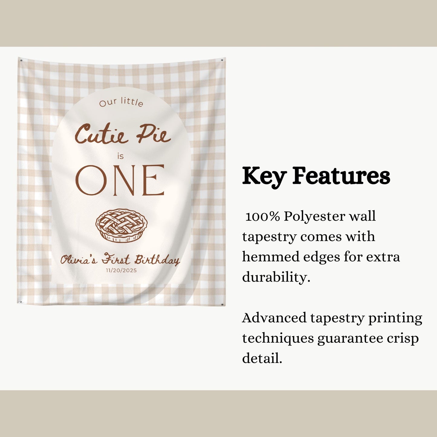 pie 1st birthday, cutie pie banner, cutie pie is one, cutie pie decor, fall 1st birthday, our little cutie pie, fall birthday banner, 1st birthday banner, cutie pie 1st banner, cutie pie turning 1, gingham bday banner, little cutie pie 1, pie themed banner