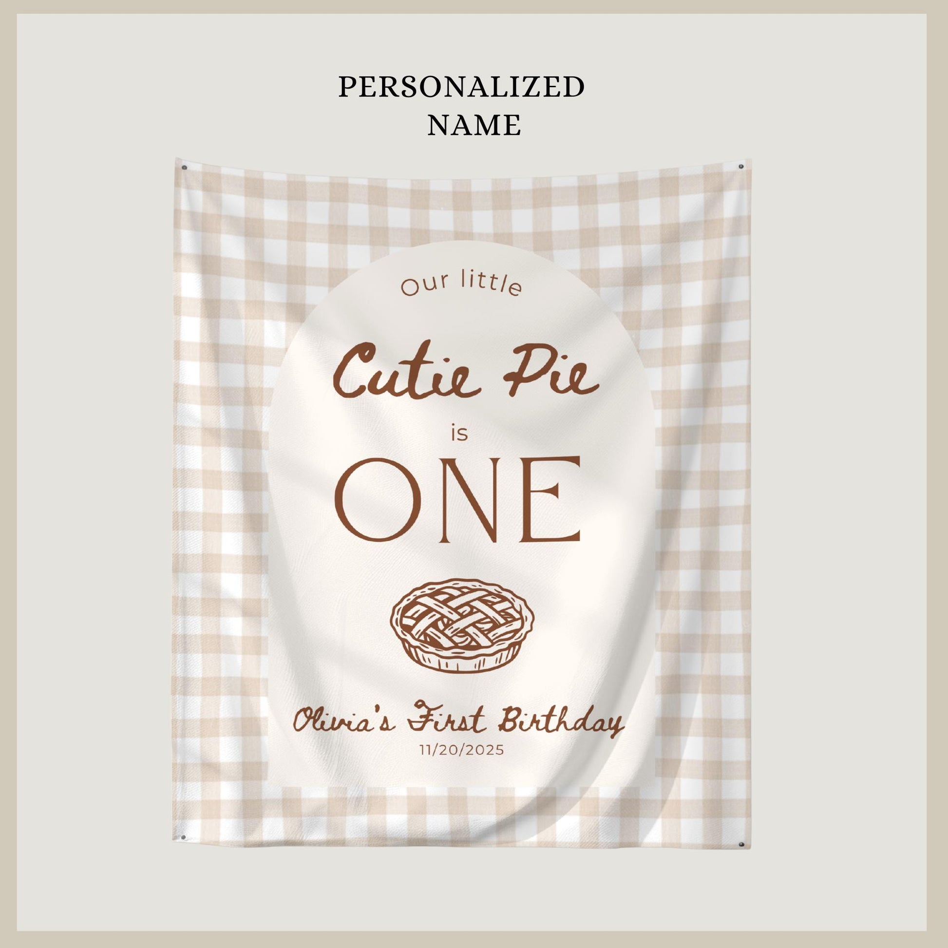 pie 1st birthday, cutie pie banner, cutie pie is one, cutie pie decor, fall 1st birthday, our little cutie pie, fall birthday banner, 1st birthday banner, cutie pie 1st banner, cutie pie turning 1, gingham bday banner, little cutie pie 1, pie themed banner
