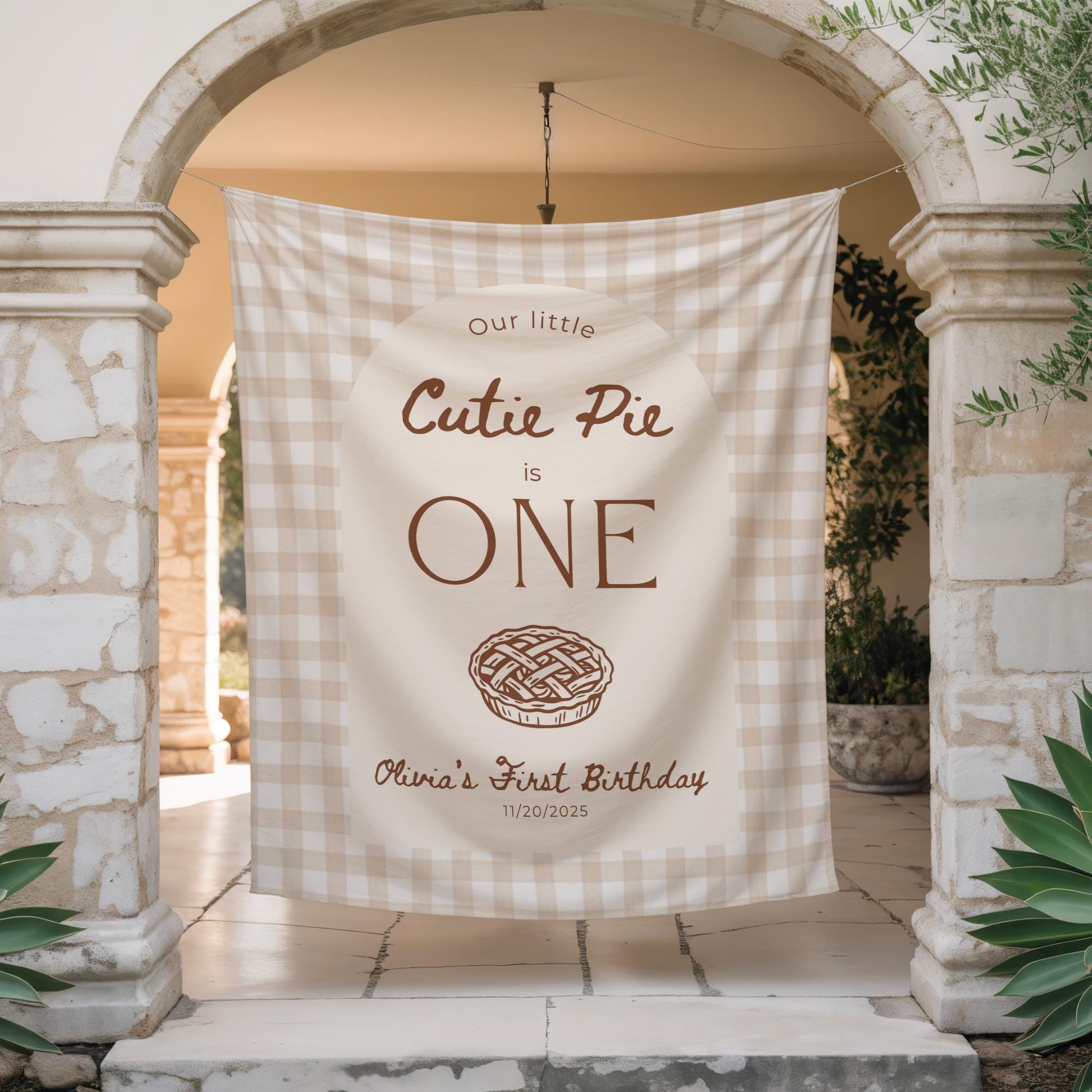 Little Cutie Pie is One Birthday Banner, Creative First Birthday Decor, Pie Themed Party Accessories