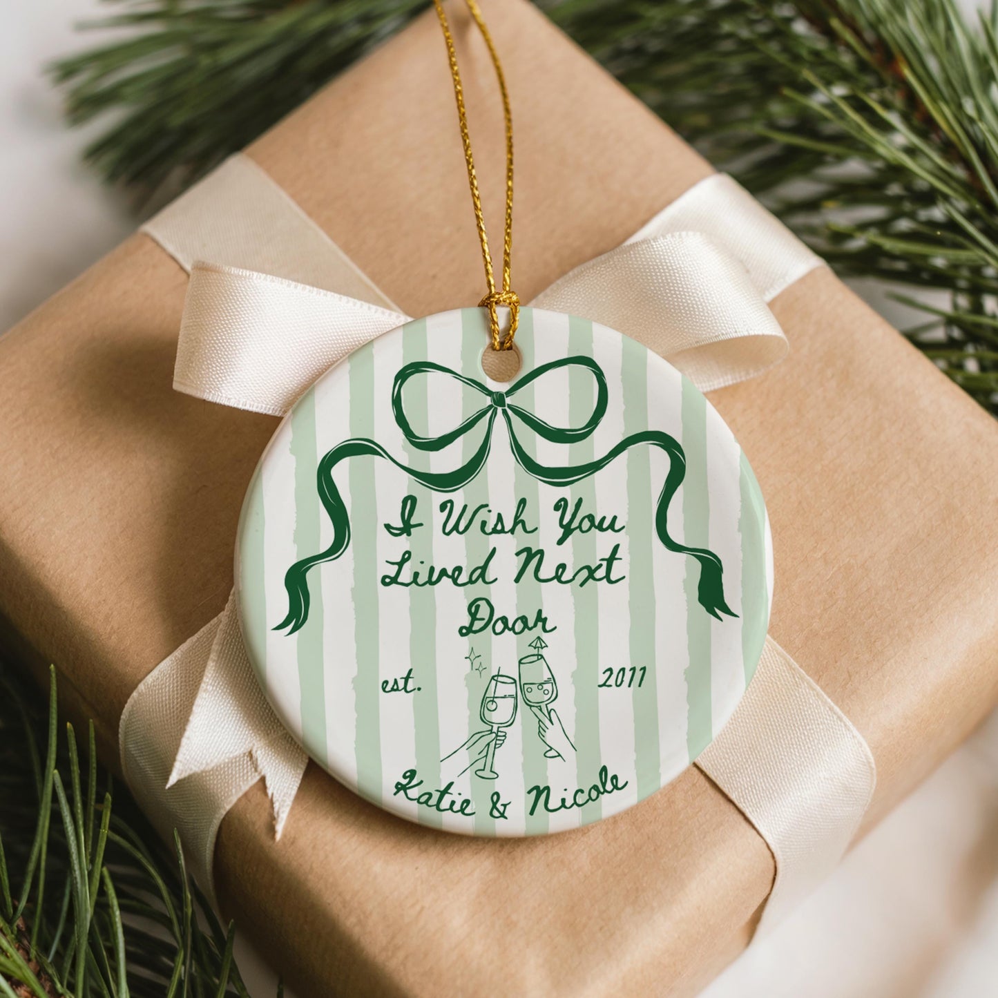 Long Distance Ornament, Friendship Gift for Best Friends, Personalized Christmas Keepsake, Moving Away Gift
