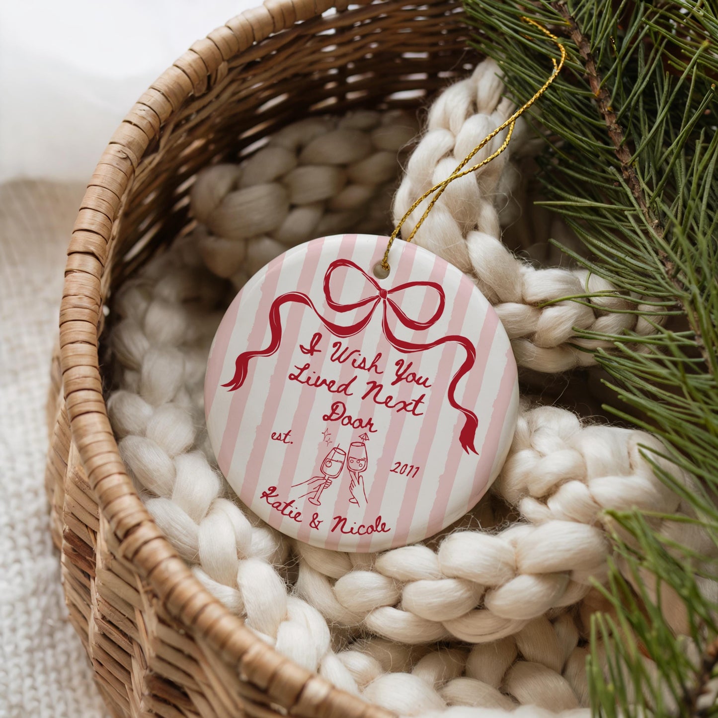 Christmas Ornament, Friendship Ornament, Personalized Gift, Friendship Gift, Moving Away Gift, Bestie Ornament, Christmas Gift For Best Friend, Friendship Keepsake, Gift For Far Away Best Friend, Long Distance Best Friend Gift, Custom Ornament, Custom Name Best Friend Gift, Sister Ornament