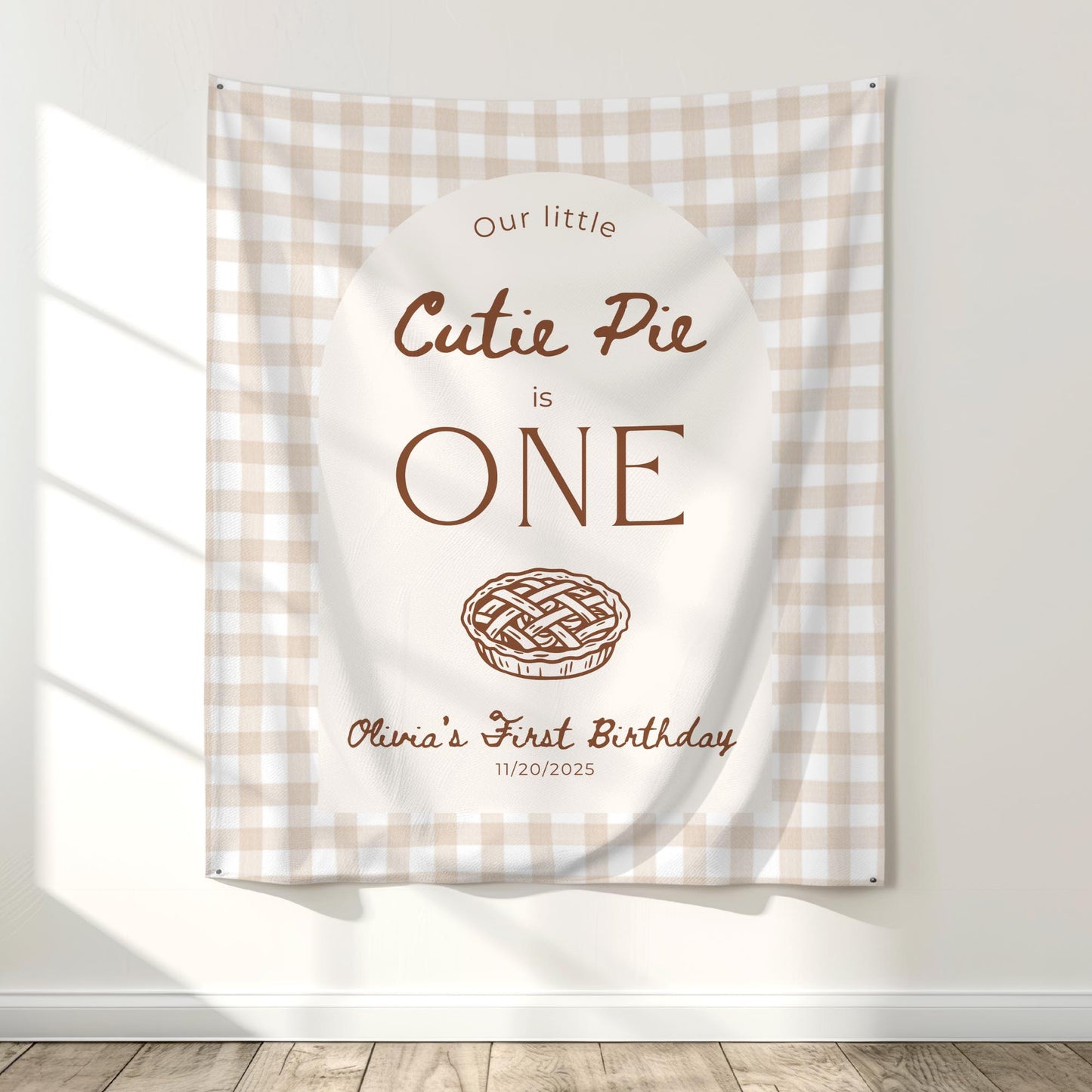 Little Cutie Pie is One Birthday Banner, Delightful First Birthday Decor, Pie Themed Celebration Supplies