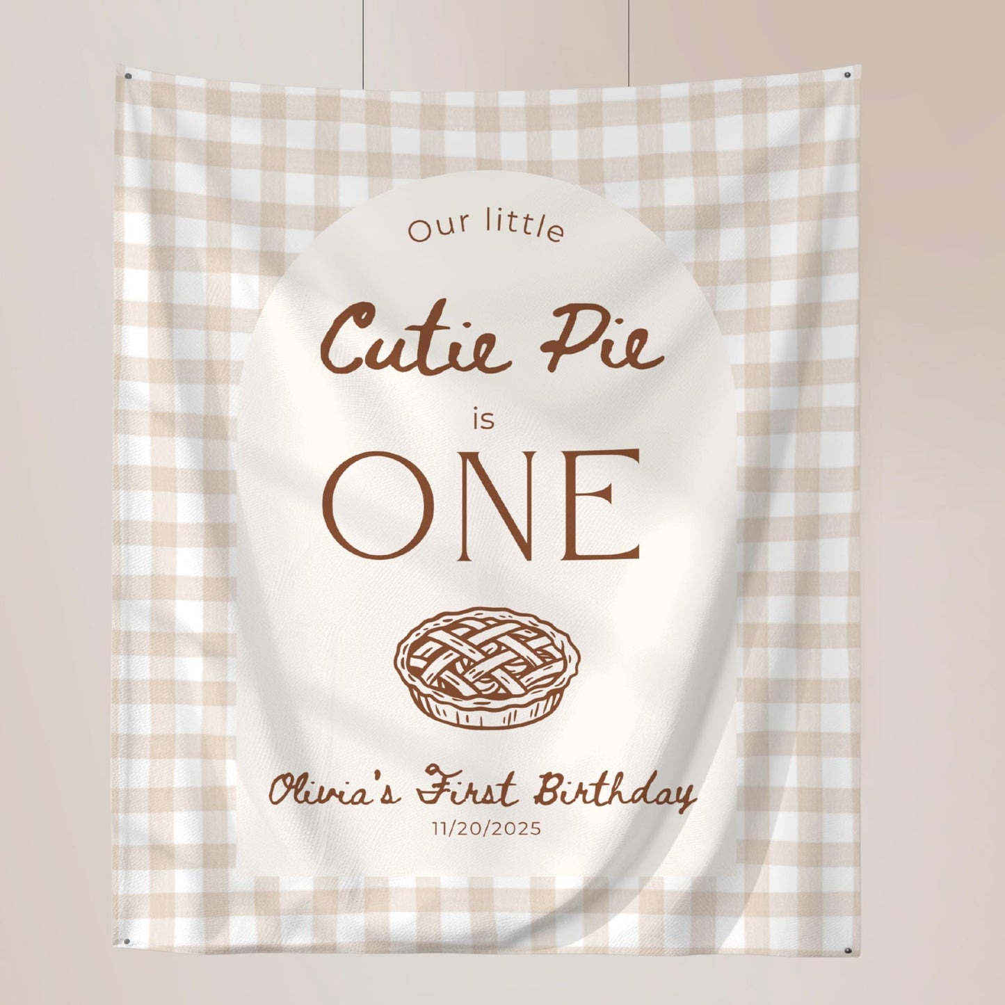 Little Cutie Pie is One Birthday Banner, Unique First Birthday Decor, Pie Party Decorations for Celebrations