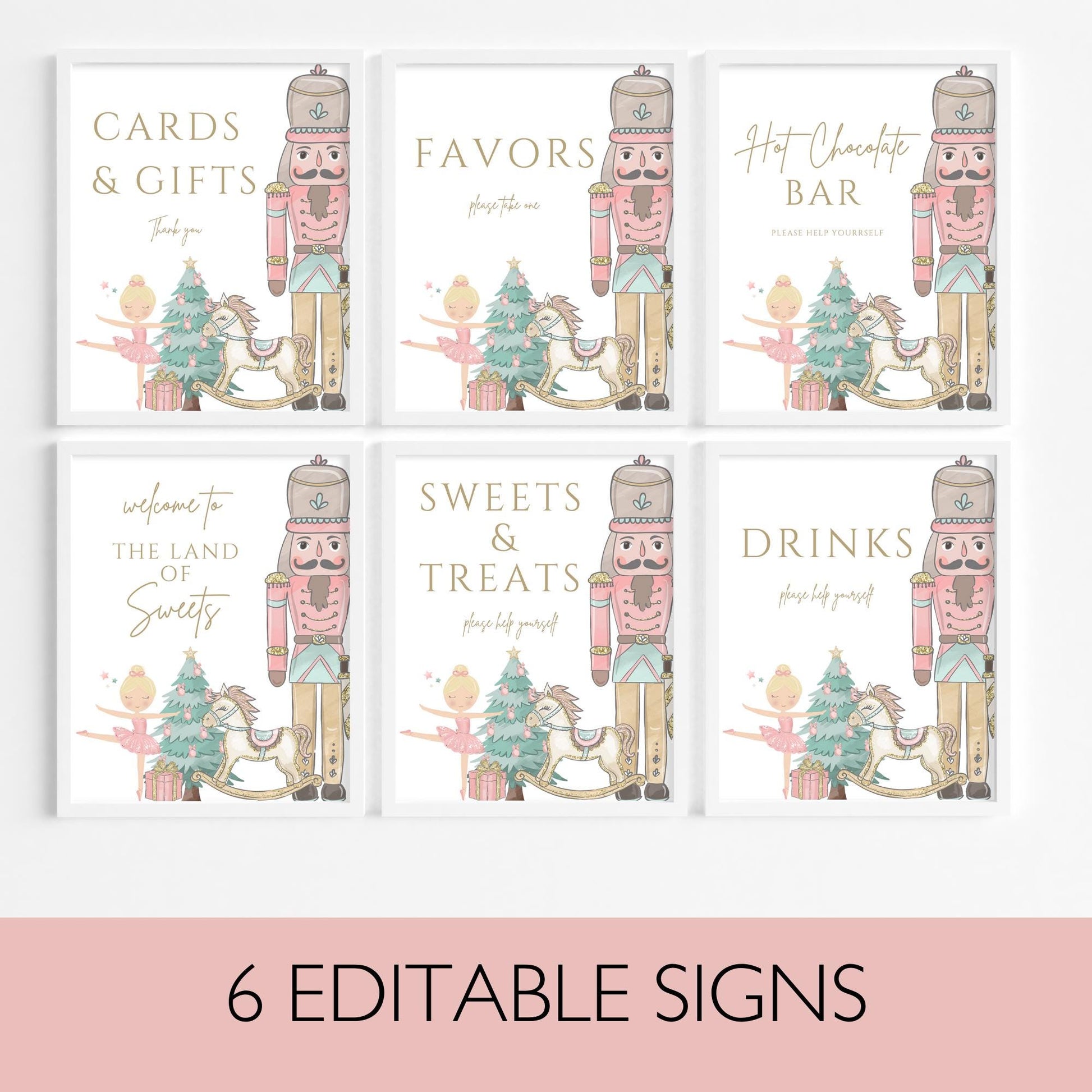 Nutcracker Birthday party decorations Nutcracker birthday party signs welcome party favor signs Ballerina Sugar plum fairy Instant download