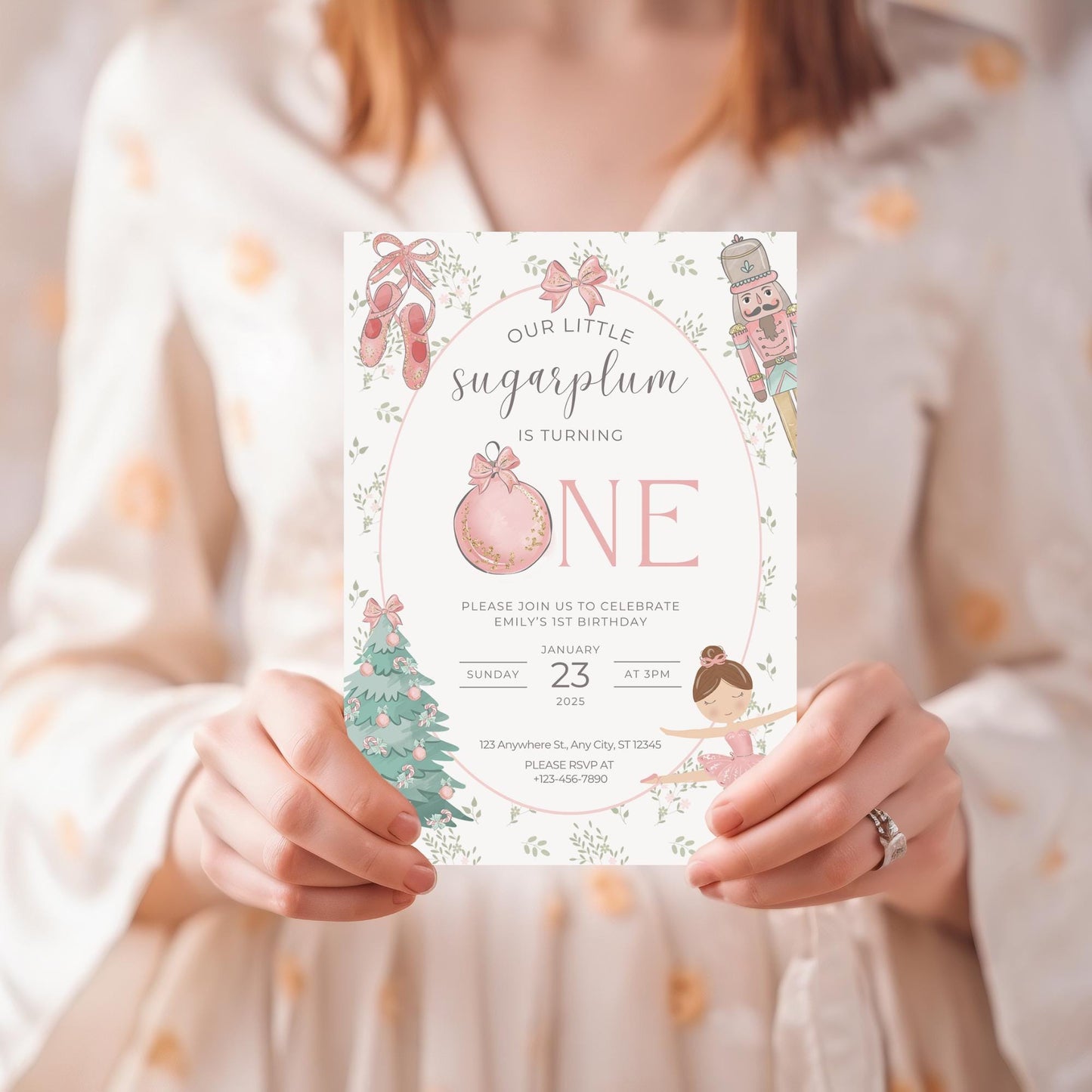 Nutcracker Ballet Birthday Invitation Sugarplum Fairy First Birthday Invite for Winter ONEderland Birthday Party Nutcracker Invitation