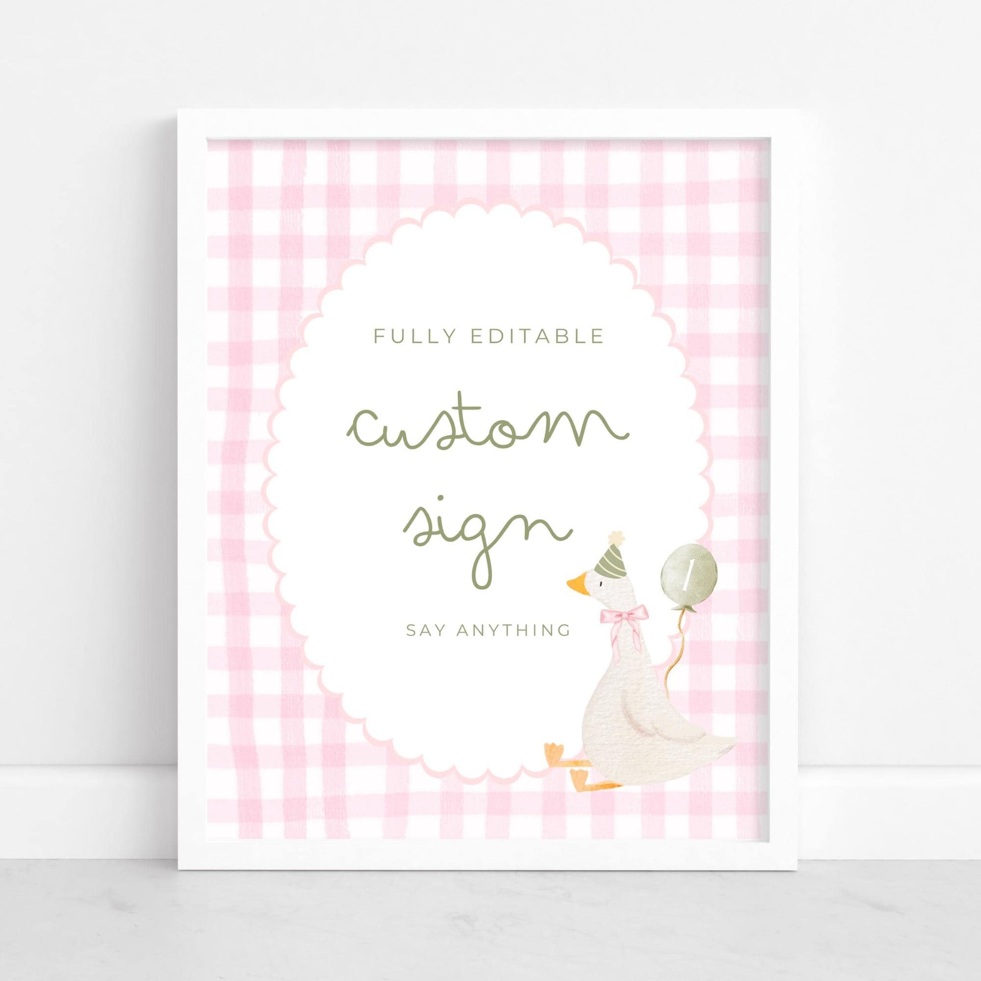 One Silly Goose Birthday Editable Custom Sign Goose Theme 1st Birthday Sign Silly Goose First Birthday Table Sign Nursery Rhyme party decor