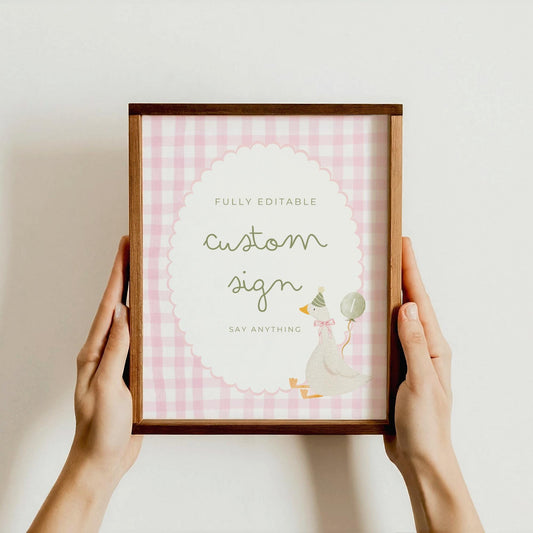One Silly Goose Birthday Editable Custom Sign Goose Theme 1st Birthday Sign Silly Goose First Birthday Table Sign Nursery Rhyme party decor