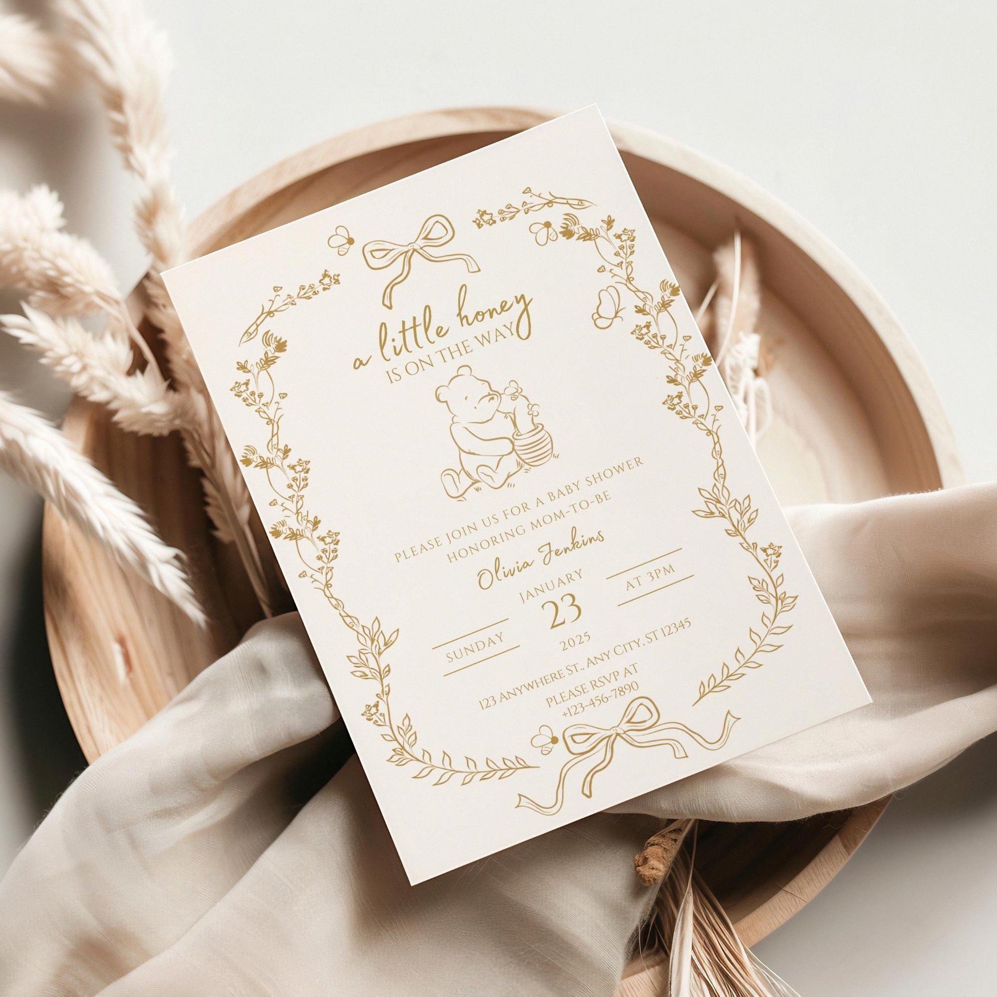 A Little Honey Is On The Way Baby Shower Invitation Template Bee Baby Shower Invite Gender Neutral Baby Shower Honey Baby Shower Invite