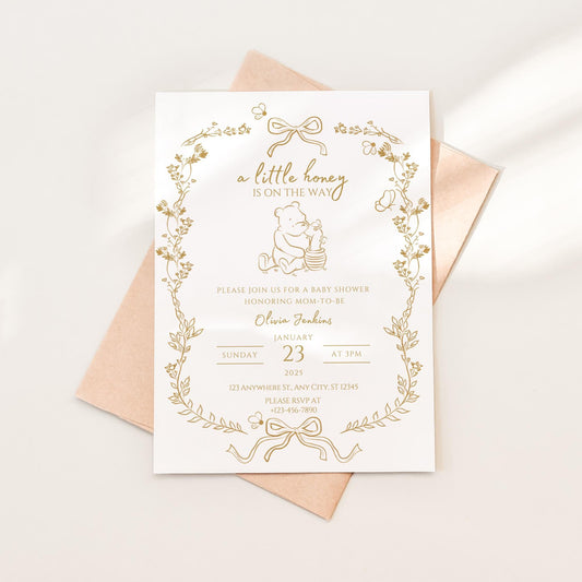 A Little Honey Is On The Way Baby Shower Invitation Template Bee Baby Shower Invite Gender Neutral Baby Shower Honey Baby Shower Invite