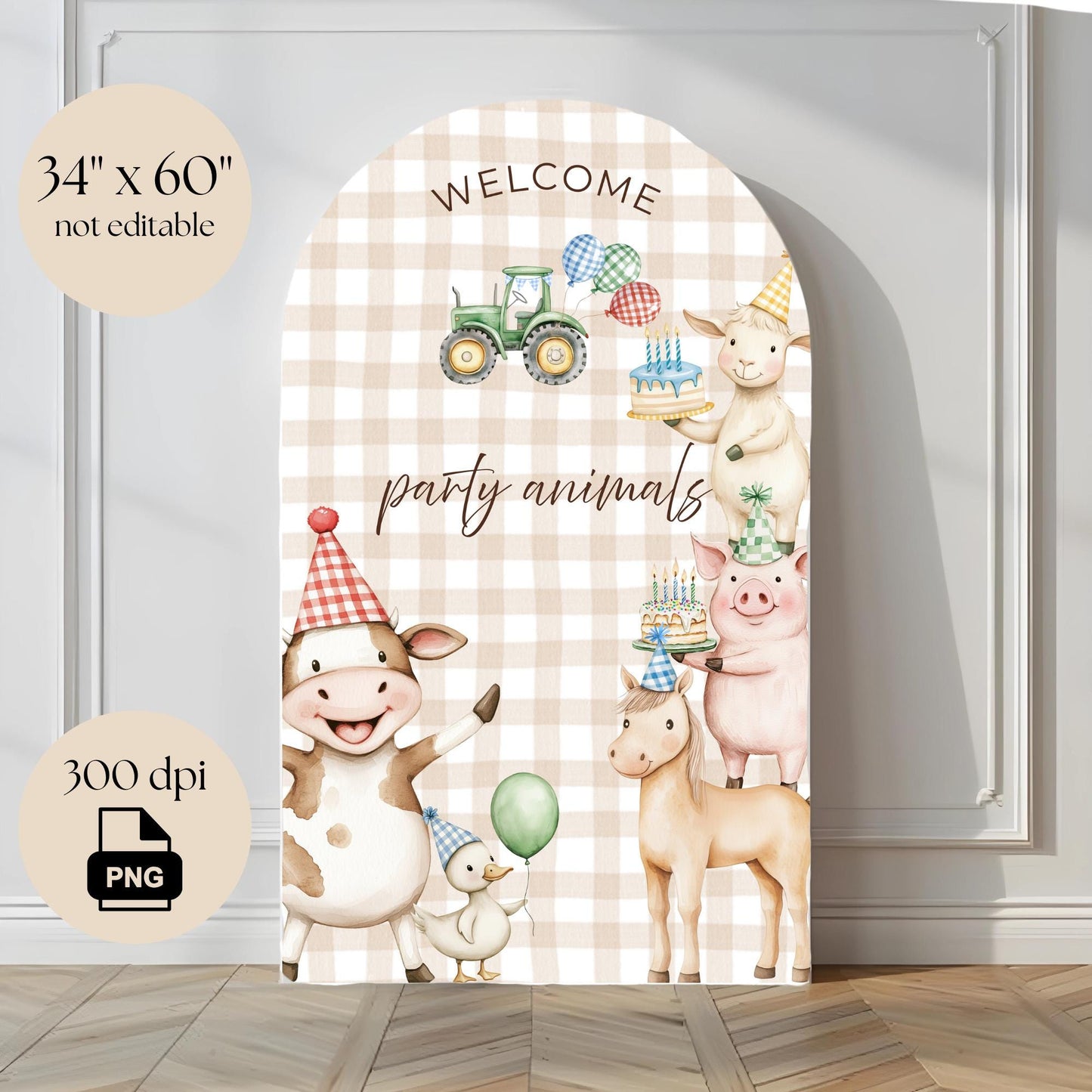 Farm Birthday Arch Background Calling all Party Animals Birthday Party Decor Balloon Arch Backdrop Barnyard Birthday Photo Backdrop