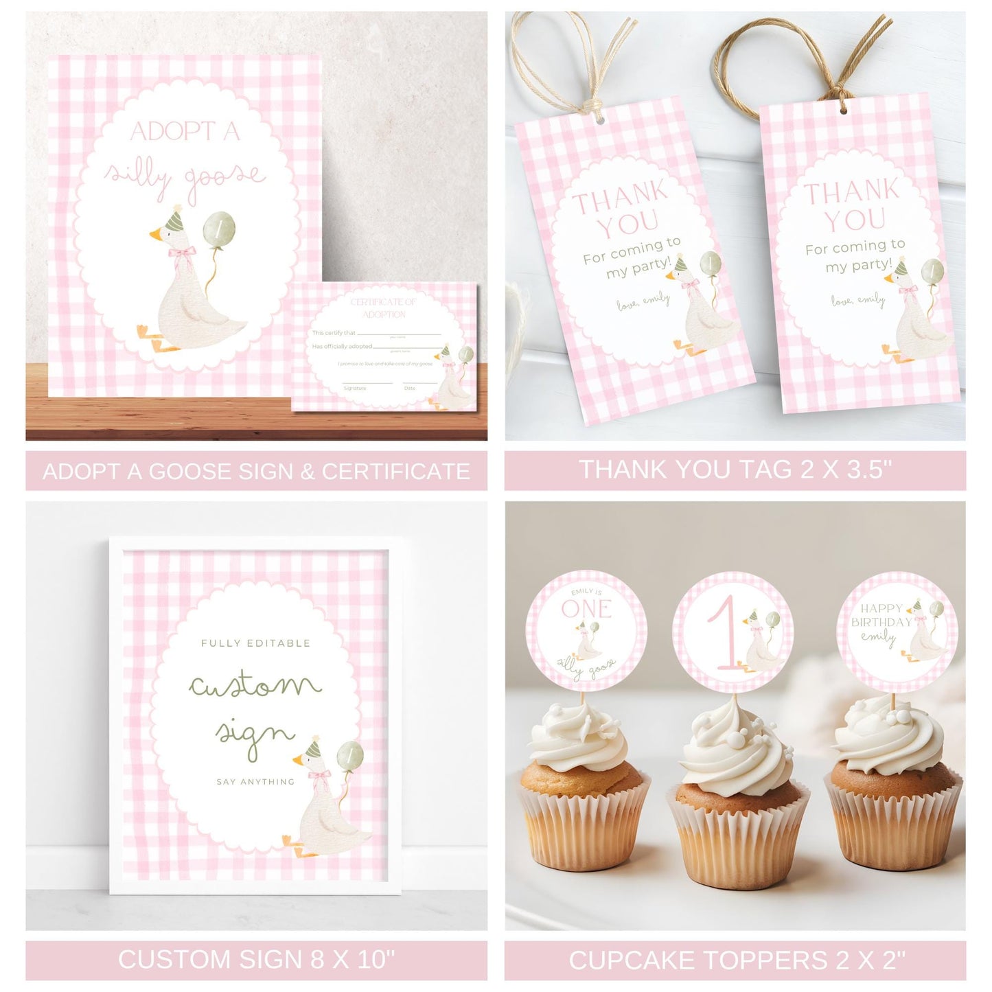 One Silly Goose Birthday Invite Goose First Birthday Party Decor One Silly Goose 1st Birthday Bundle Goose Theme Party Goose Birthday Decor