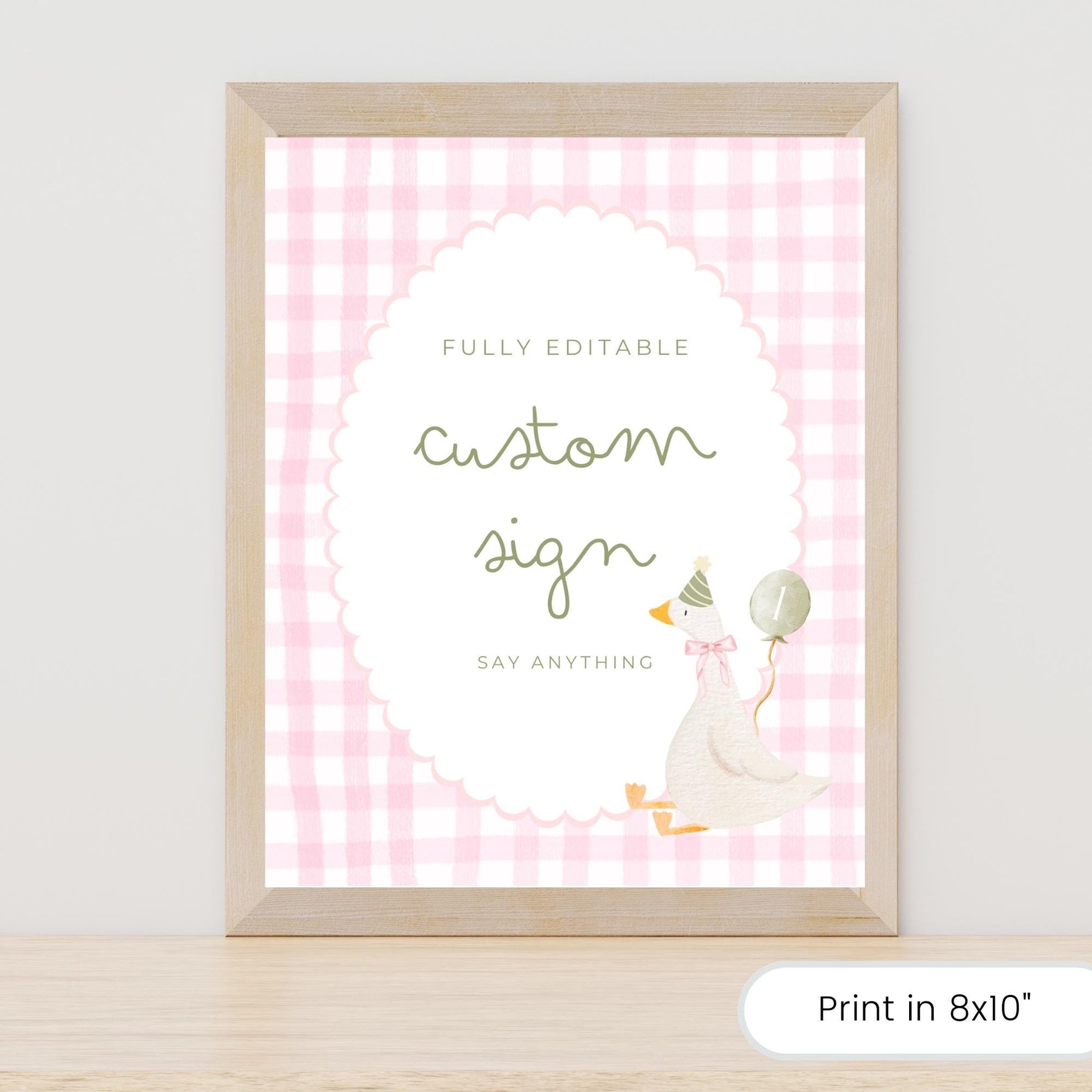 One Silly Goose Birthday Editable Custom Sign Goose Theme 1st Birthday Sign Silly Goose First Birthday Table Sign Nursery Rhyme party decor