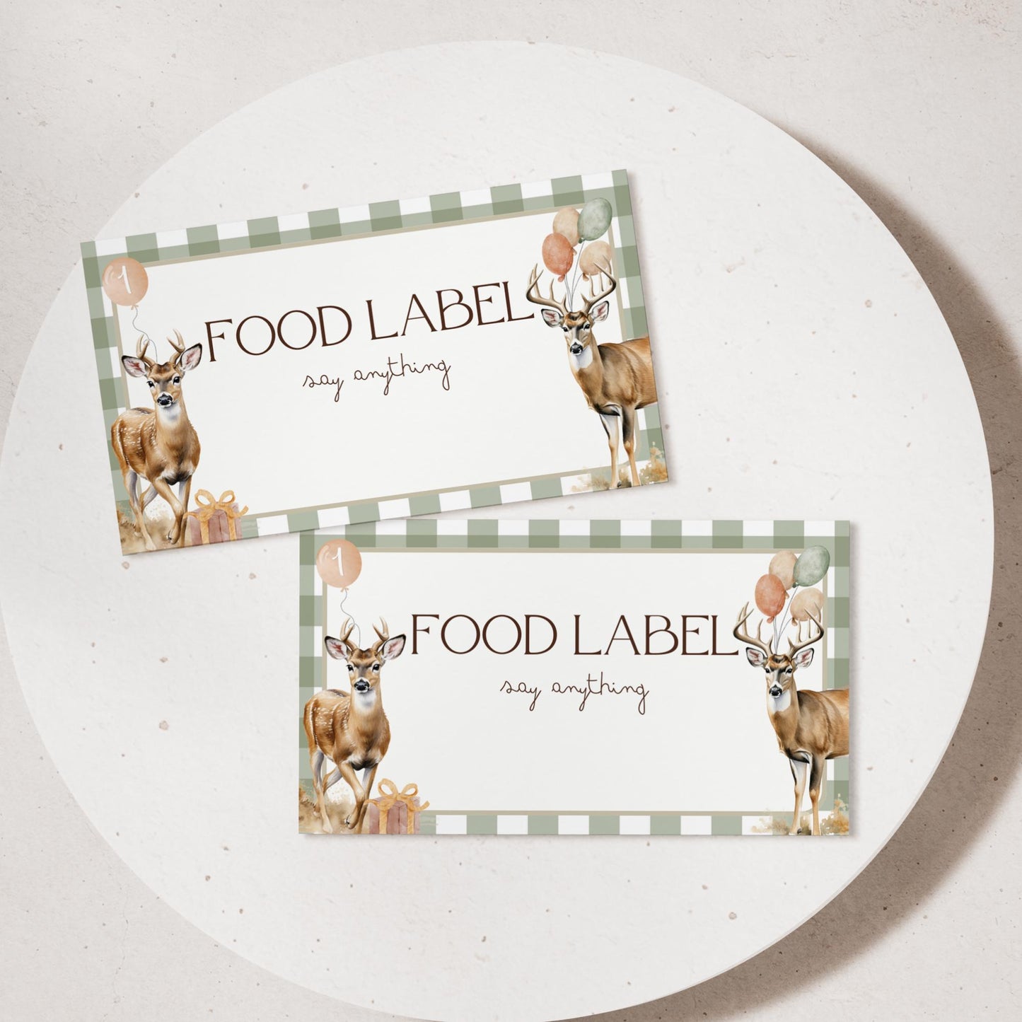Deer 1st Birthday Buffet Labels Hunting 1st Birthday Place Cards First Birthday Food Labels The Big One Birthday One Lucky Buck Baby Shower