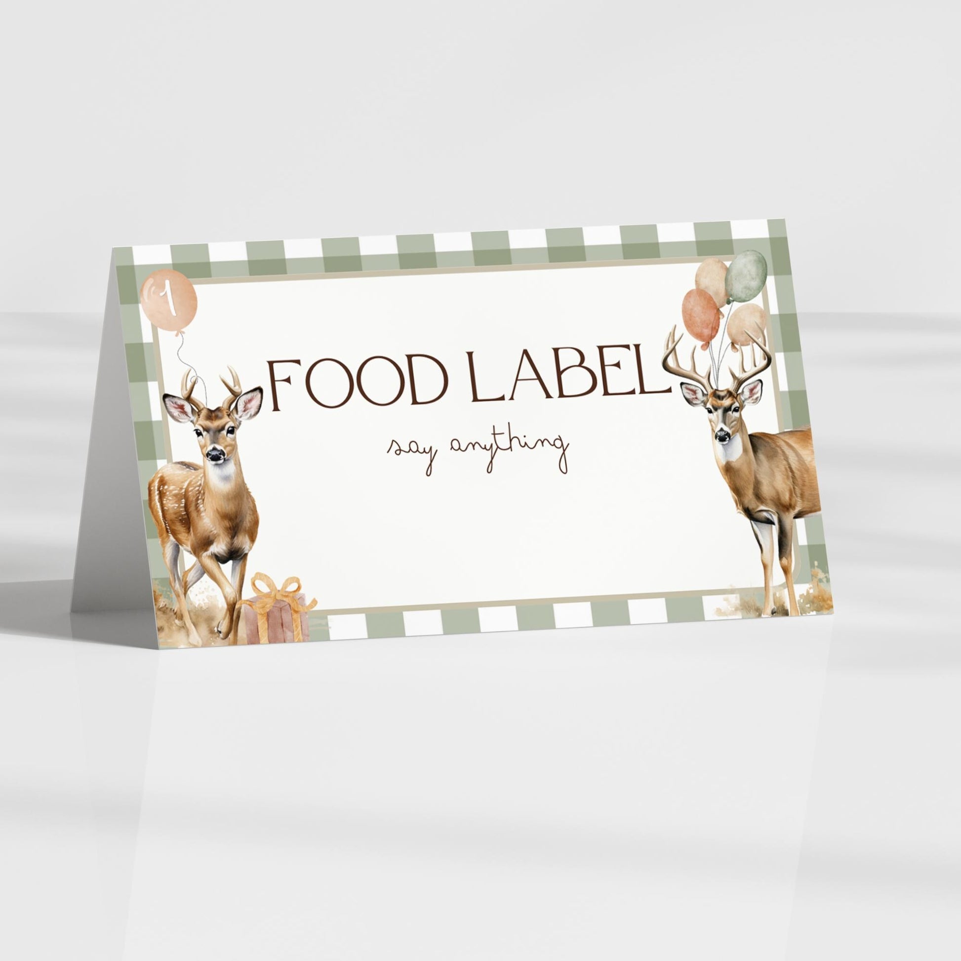 Deer 1st Birthday Buffet Labels Hunting 1st Birthday Place Cards First Birthday Food Labels The Big One Birthday One Lucky Buck Baby Shower