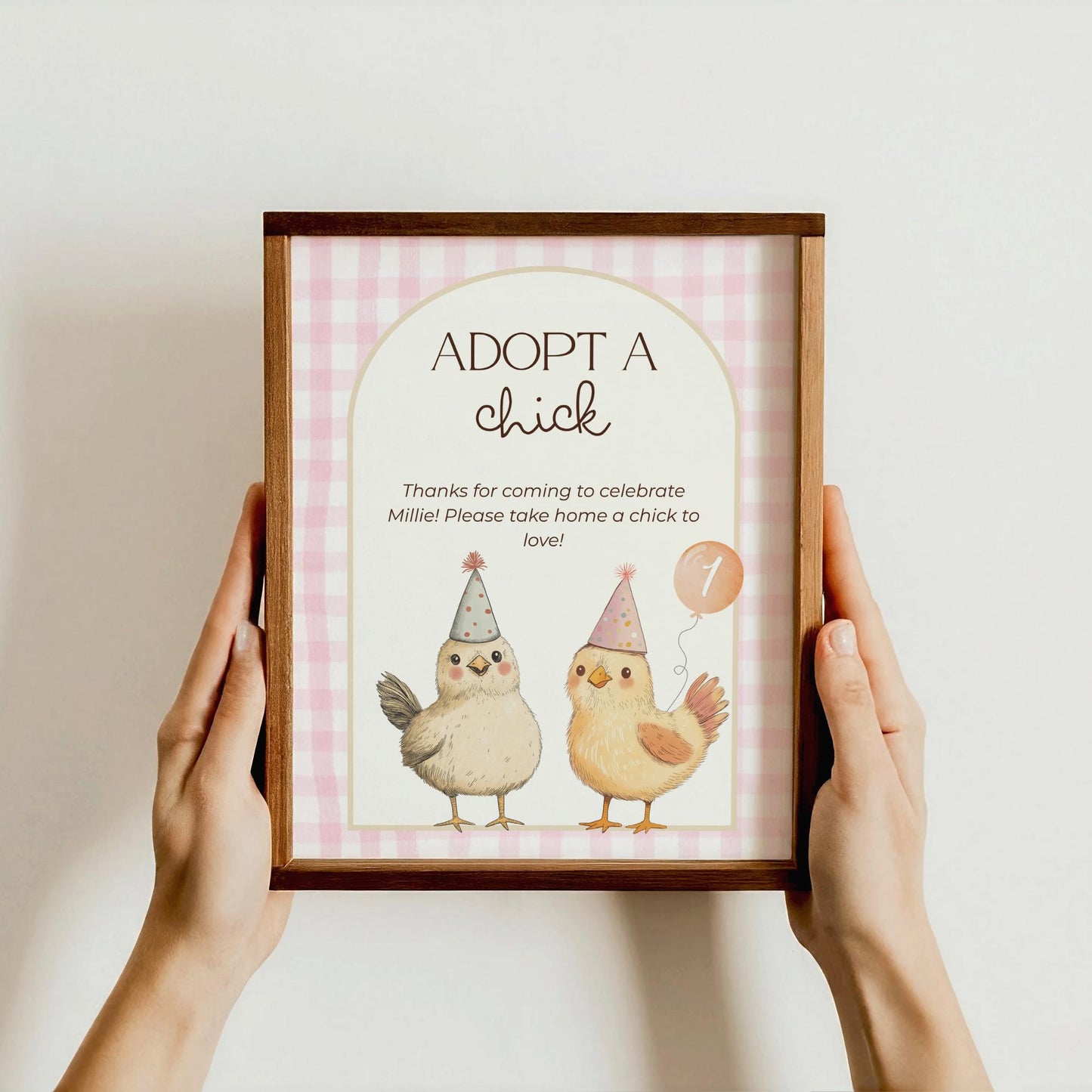 Adopt a Chick Sign Adoption Certificate One Cute Chick Party Favor Printable Birthday Decor Download Chicken Birthday Decor Barnyard
