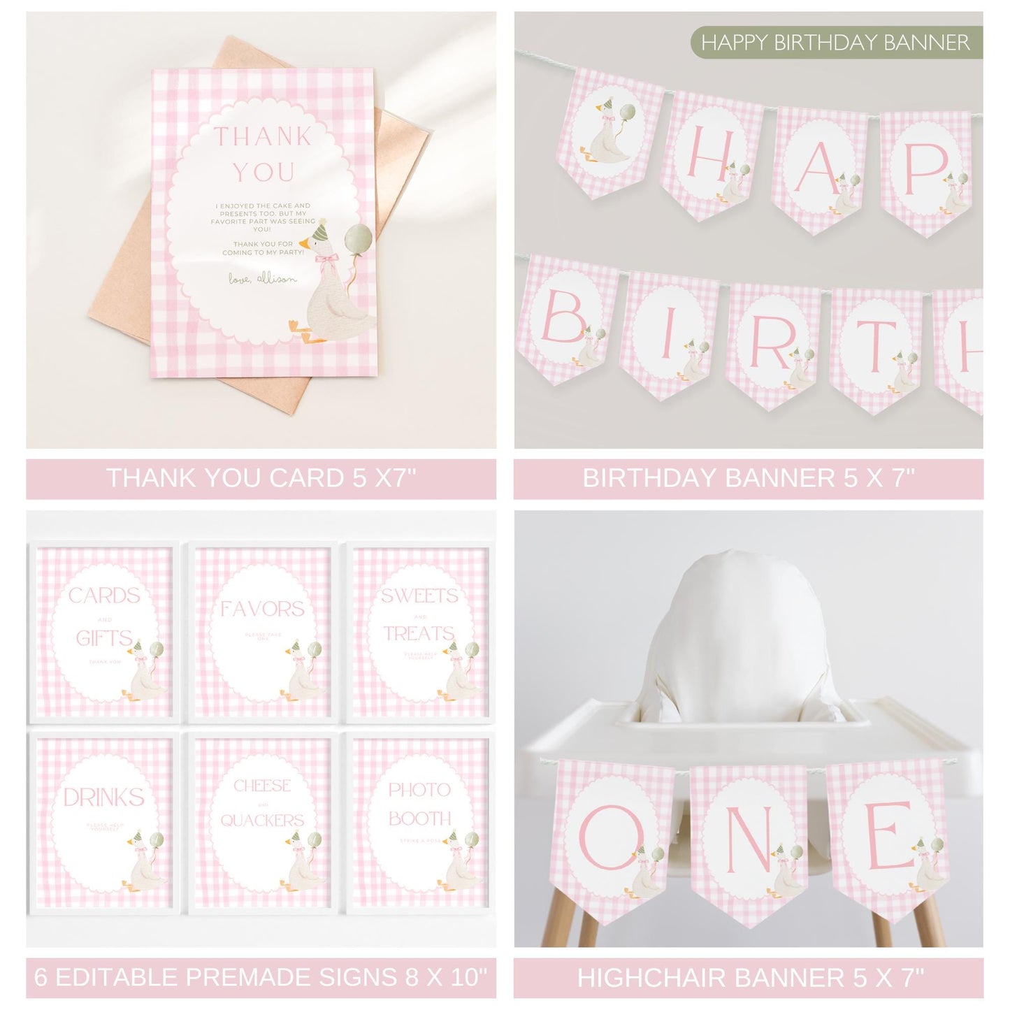 One Silly Goose Birthday Invite Goose First Birthday Party Decor One Silly Goose 1st Birthday Bundle Goose Theme Party Goose Birthday Decor