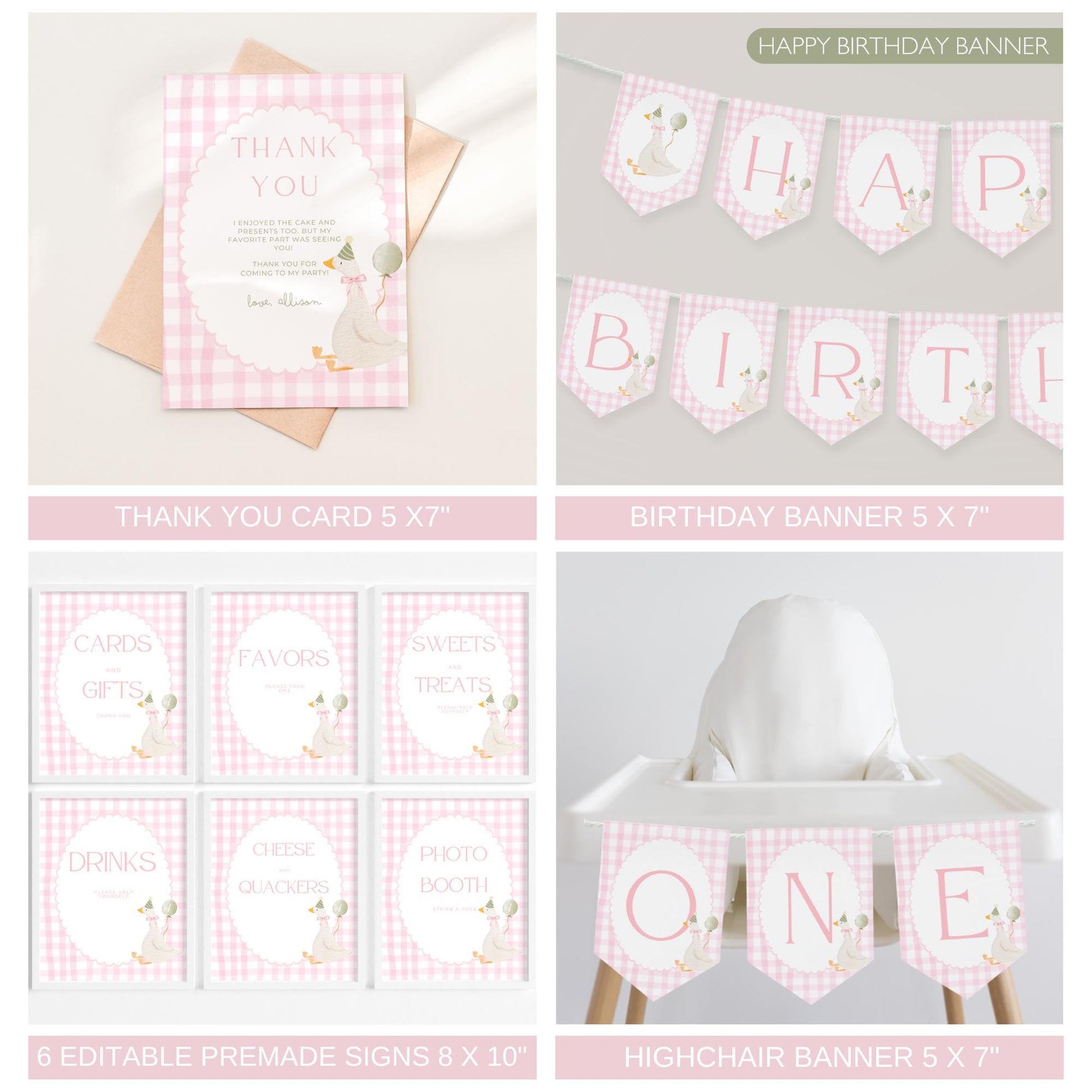 One Silly Goose Birthday Invite Goose First Birthday Party Decor One Silly Goose 1st Birthday Bundle Goose Theme Party Goose Birthday Decor