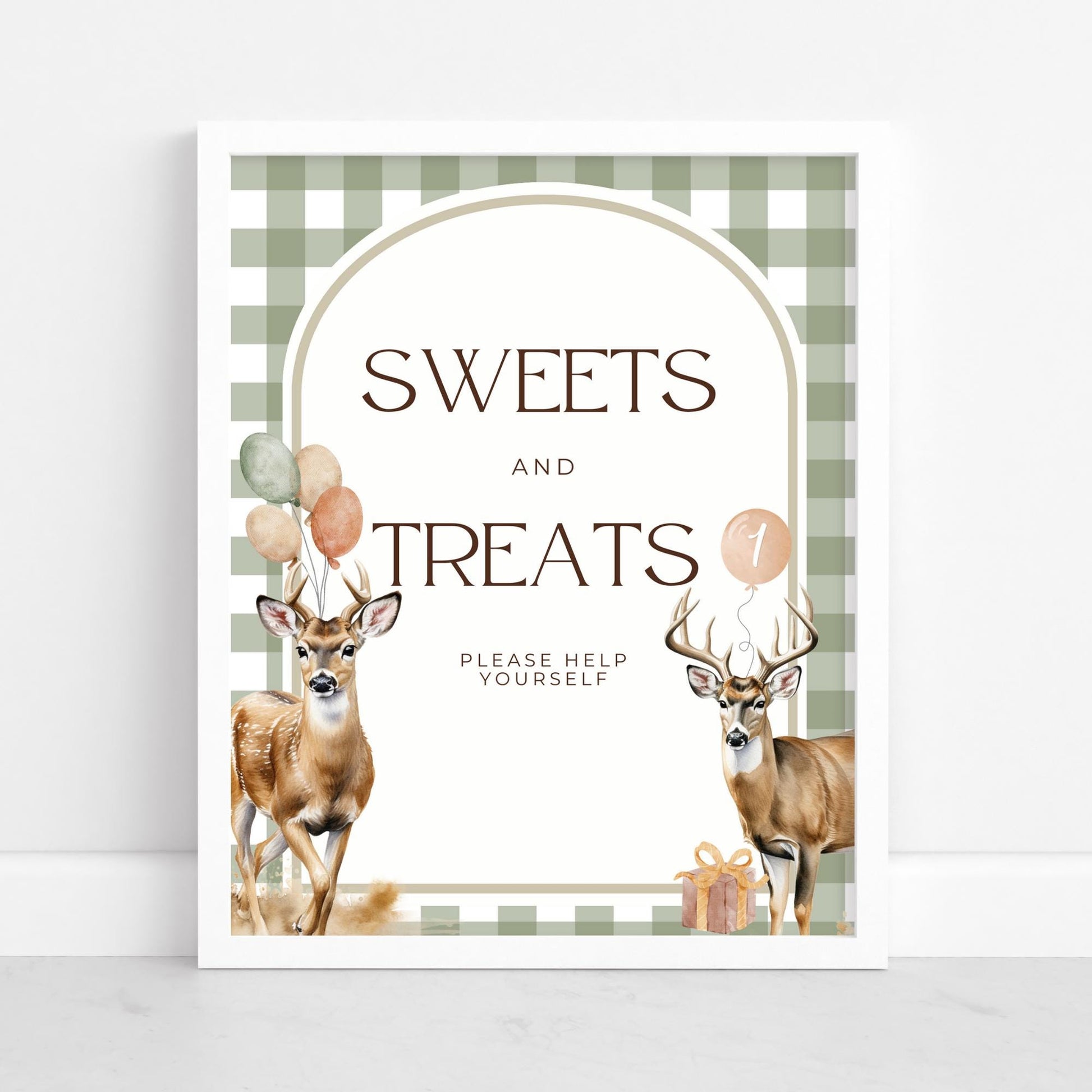 The Big One Deer Birthday Editable Sign Bundle Lucky Buck Themed first Birthday Premade signs Hunting 1st birthday table signs