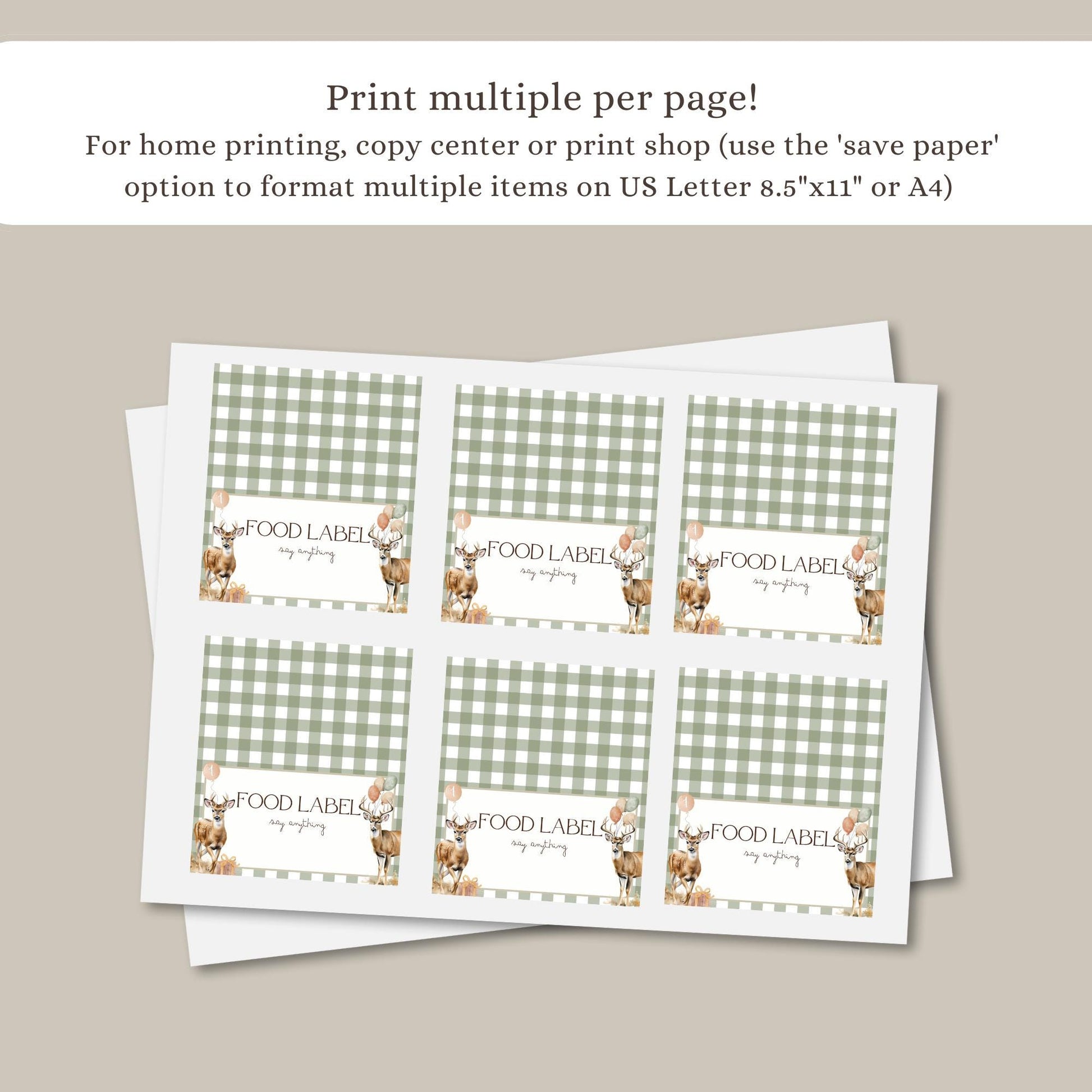 Deer 1st Birthday Buffet Labels Hunting 1st Birthday Place Cards First Birthday Food Labels The Big One Birthday One Lucky Buck Baby Shower