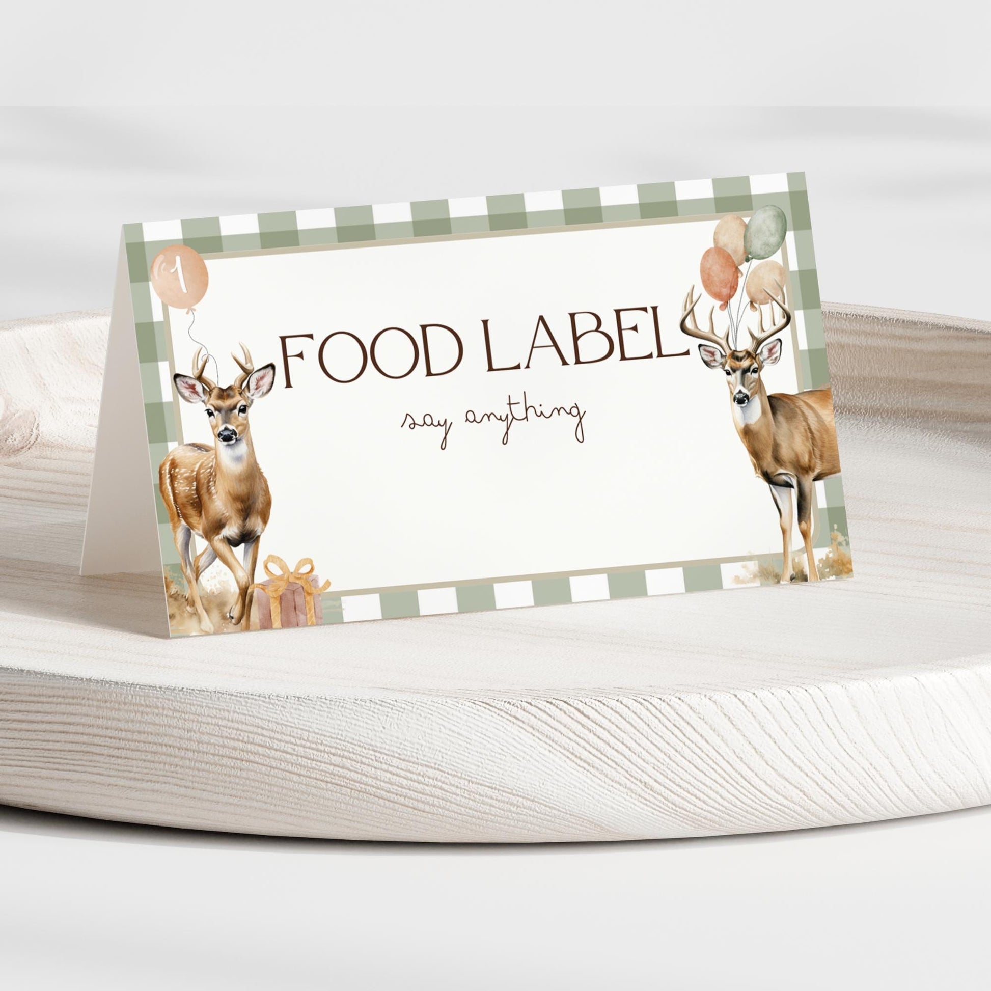 Deer 1st Birthday Buffet Labels Hunting 1st Birthday Place Cards First Birthday Food Labels The Big One Birthday One Lucky Buck Baby Shower