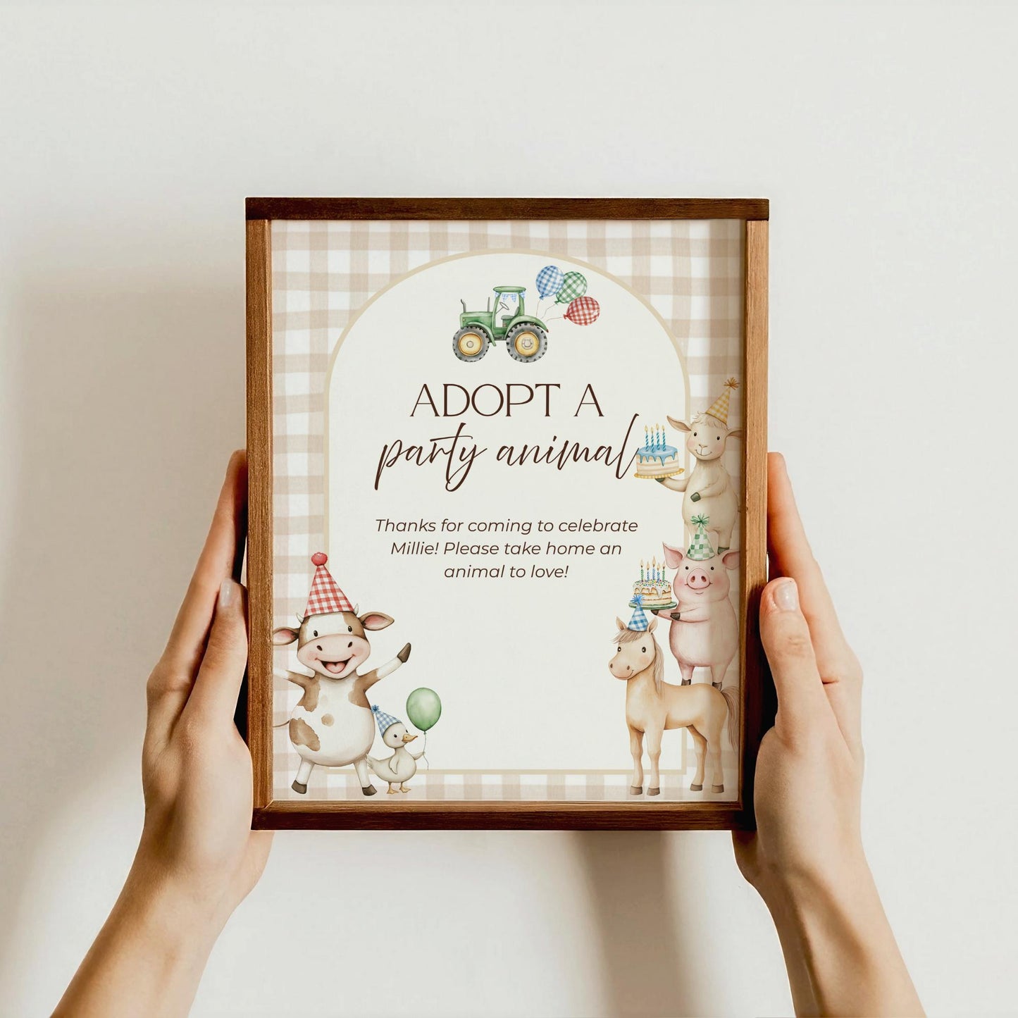 Adopt a Farm Animal Sign Adoption Certificate One Party Animal Party Favor Printable Birthday Decor Download Farm Birthday Decor Barnyard