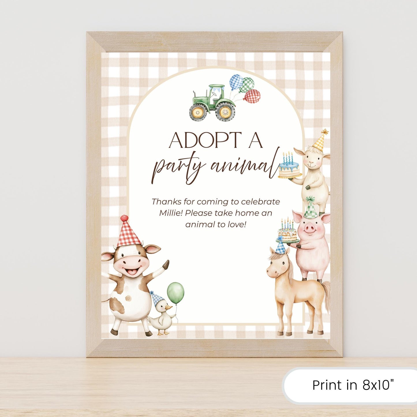 Adopt a Farm Animal Sign Adoption Certificate One Party Animal Party Favor Printable Birthday Decor Download Farm Birthday Decor Barnyard