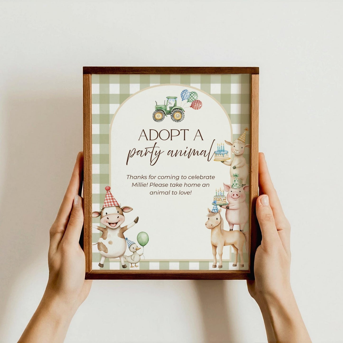 Adopt a Farm Animal Sign Adoption Certificate One Party Animal Party Favor Printable Birthday Decor Download Farm Birthday Decor Barnyard
