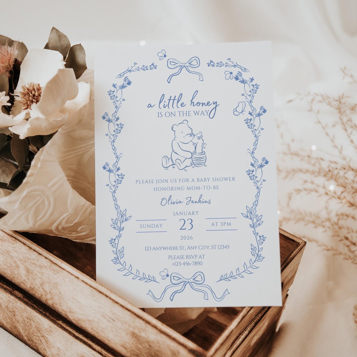 A Little Honey Is On The Way Baby Shower Invitation Template Bee Baby Shower Invite Boy Baby Shower Honey Baby Shower Invite