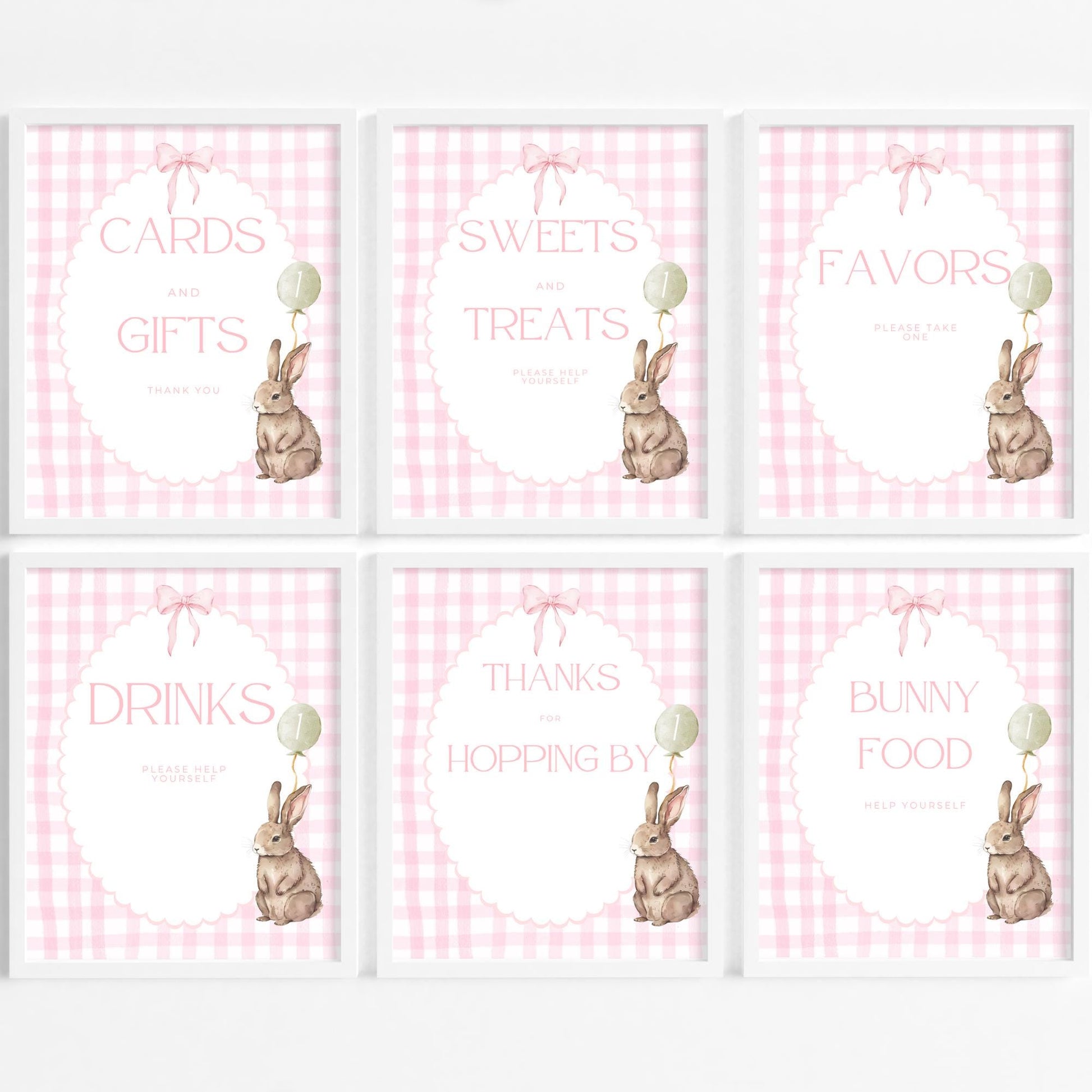 Some Bunny is One Birthday Editable Sign Bundle Bunny Themed first Birthday Premade signs Easter 1st birthday table signs Rabbit Party