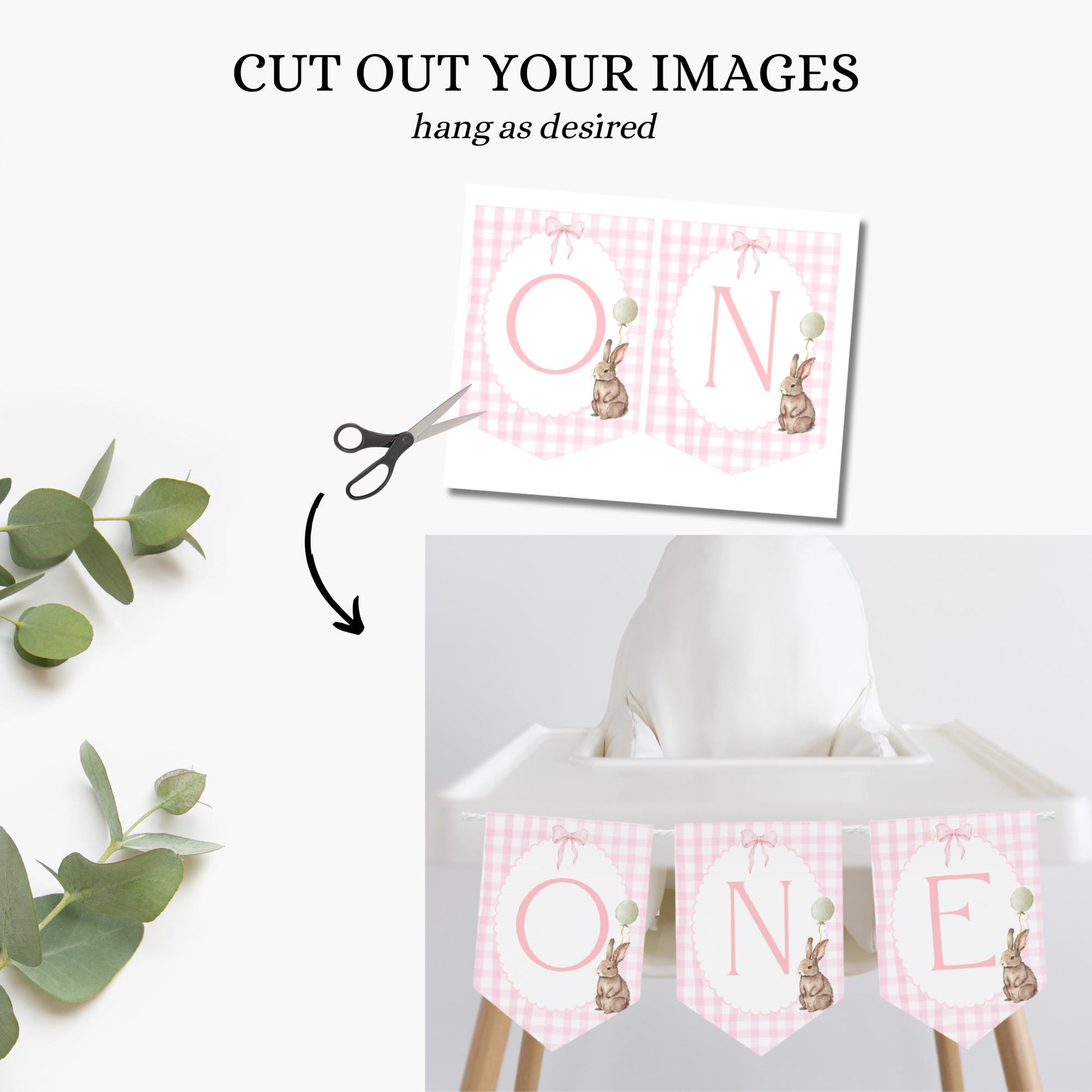 Some Bunny is One Highchair Banner Easter Bunny Birthday Rabbit Party Decor Floppy Bunny 1st Birthday Sign Cake Smash Pink Bow Pink Gingham