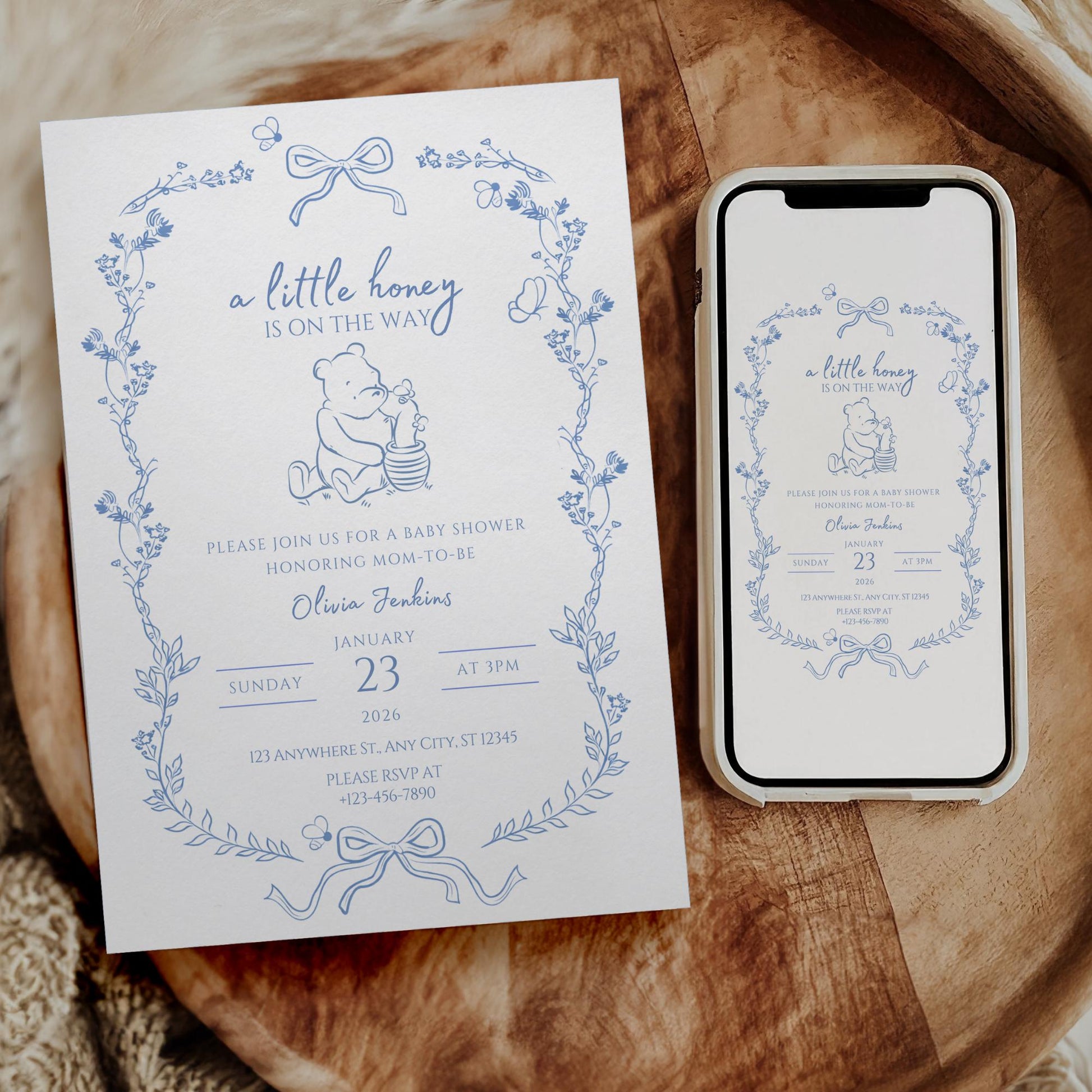 A Little Honey Is On The Way Baby Shower Invitation Template Bee Baby Shower Invite Boy Baby Shower Honey Baby Shower Invite