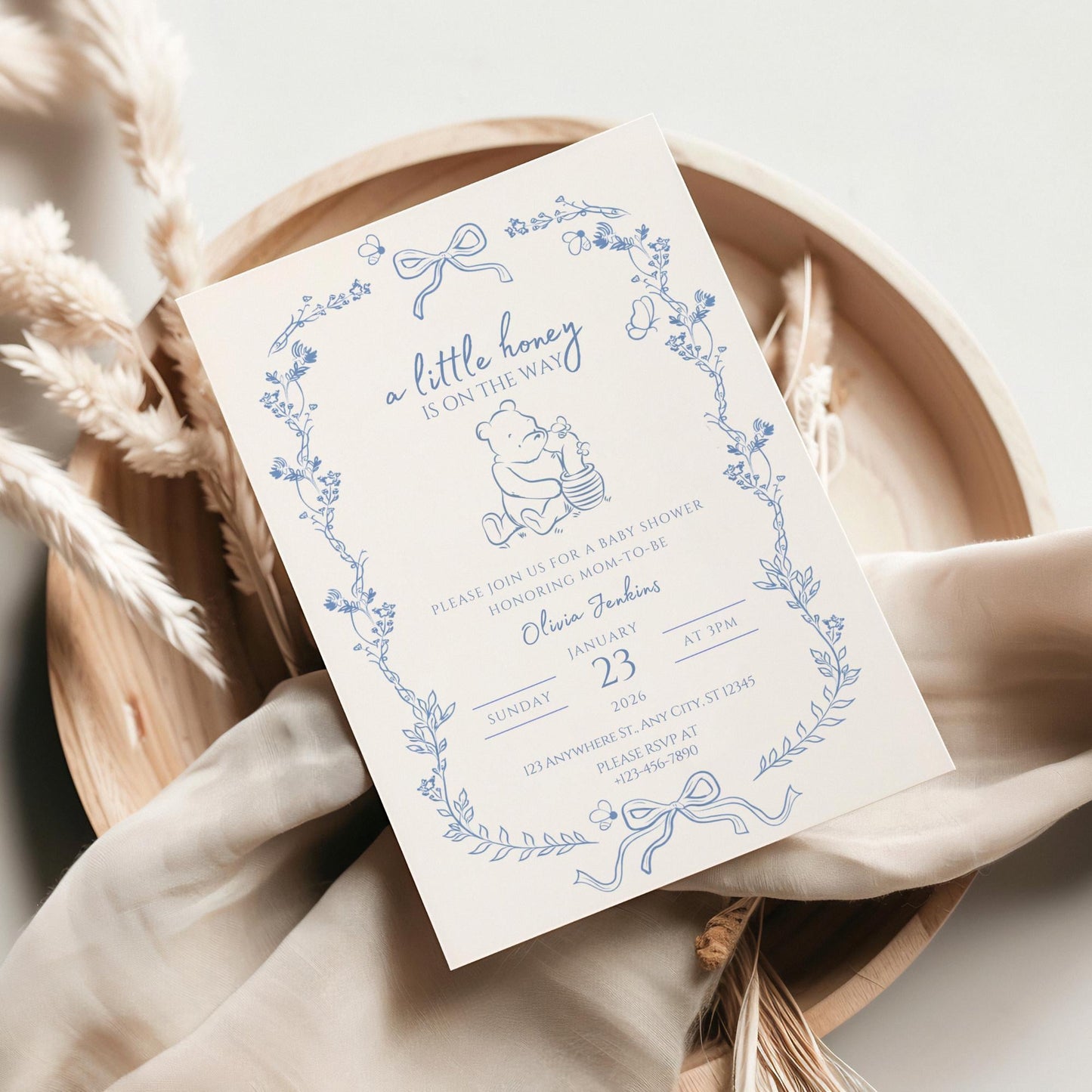A Little Honey Is On The Way Baby Shower Invitation Template Bee Baby Shower Invite Boy Baby Shower Honey Baby Shower Invite