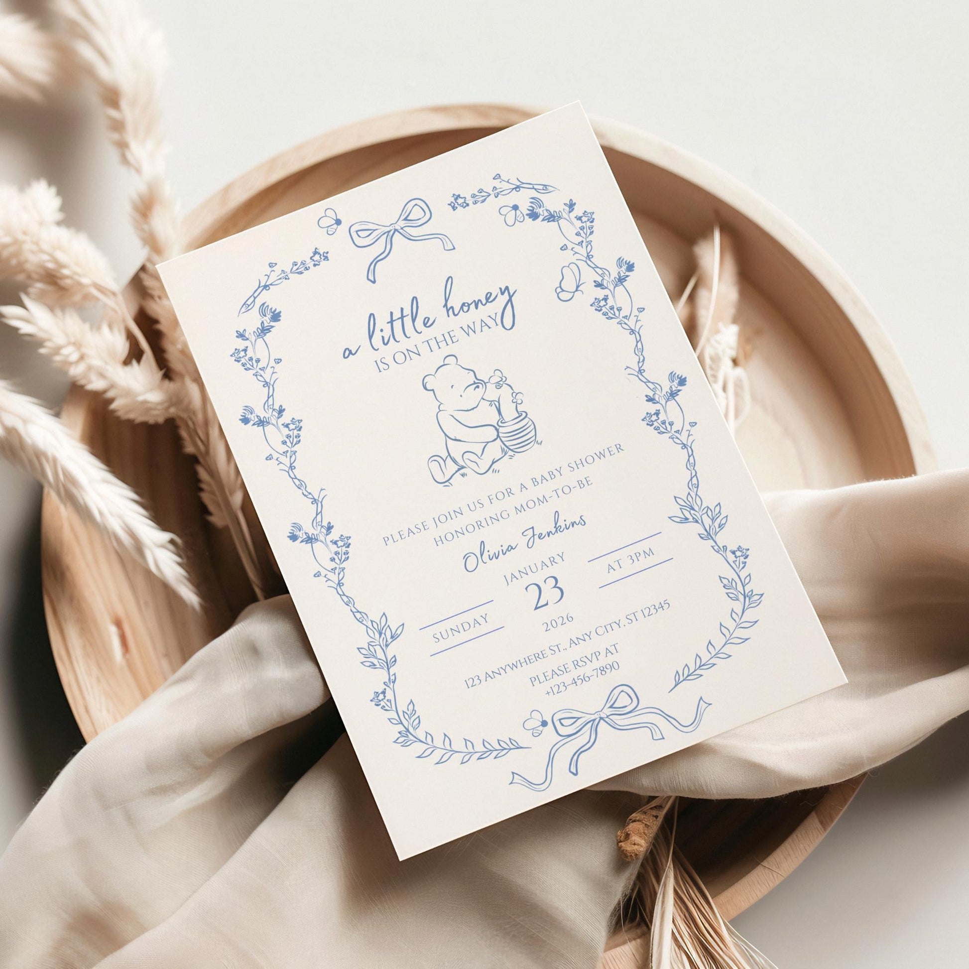 A Little Honey Is On The Way Baby Shower Invitation Template Bee Baby Shower Invite Boy Baby Shower Honey Baby Shower Invite