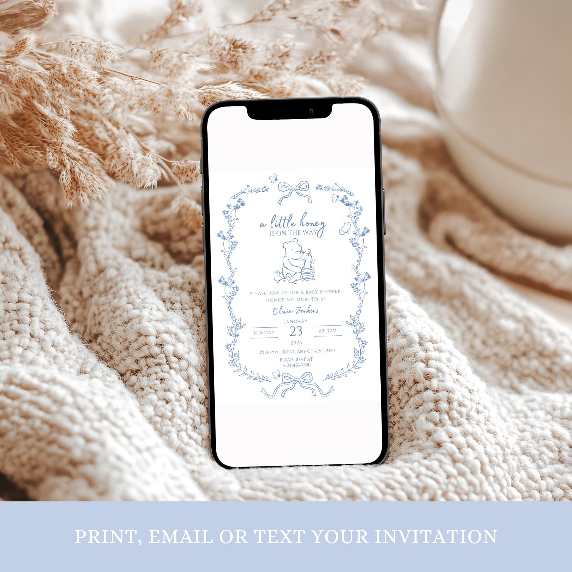 A Little Honey Is On The Way Baby Shower Invitation Template Bee Baby Shower Invite Boy Baby Shower Honey Baby Shower Invite
