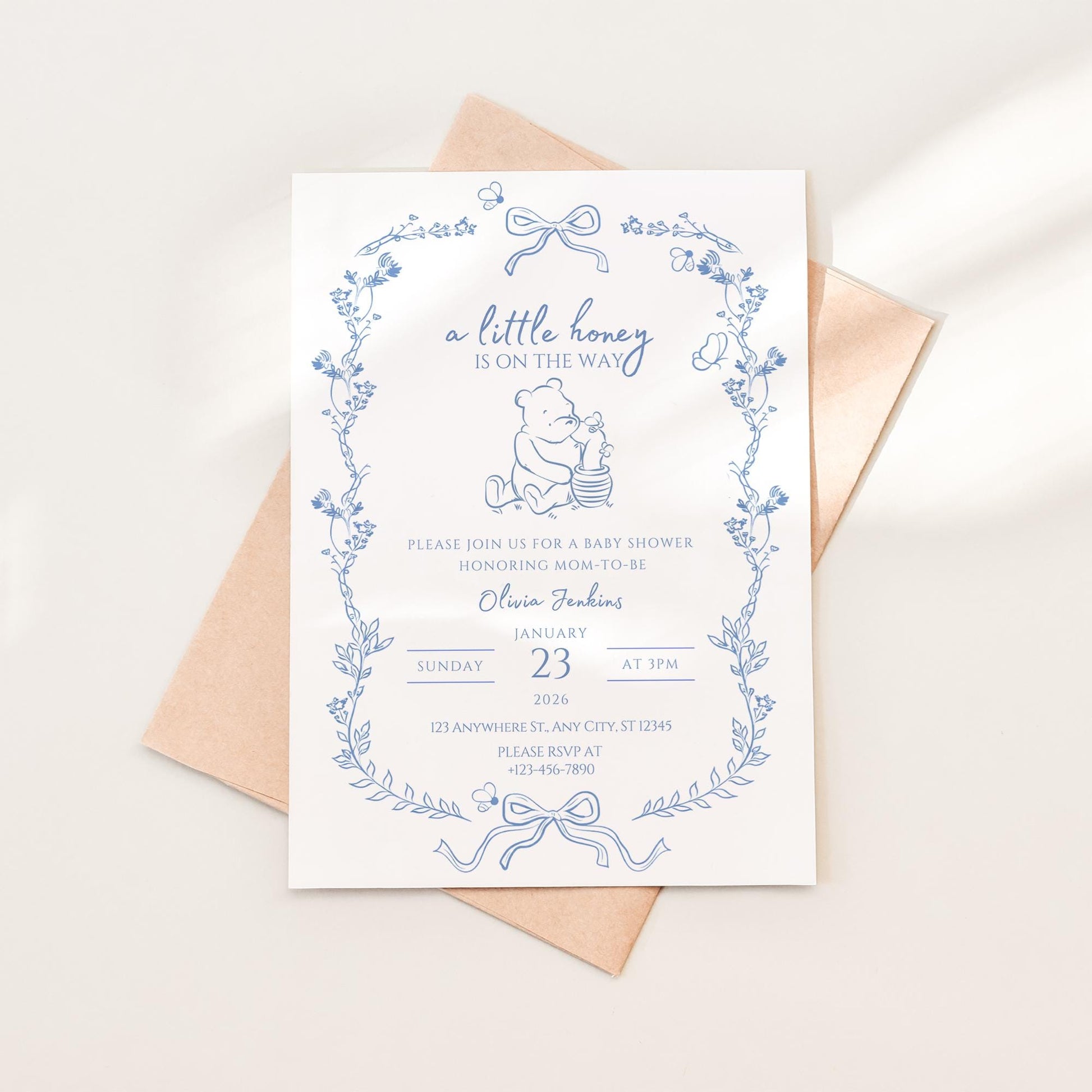 A Little Honey Is On The Way Baby Shower Invitation Template Bee Baby Shower Invite Boy Baby Shower Honey Baby Shower Invite