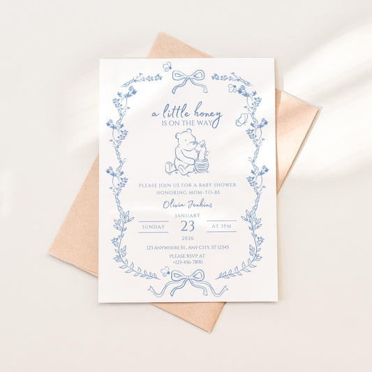A Little Honey Is On The Way Baby Shower Invitation Template Bee Baby Shower Invite Boy Baby Shower Honey Baby Shower Invite
