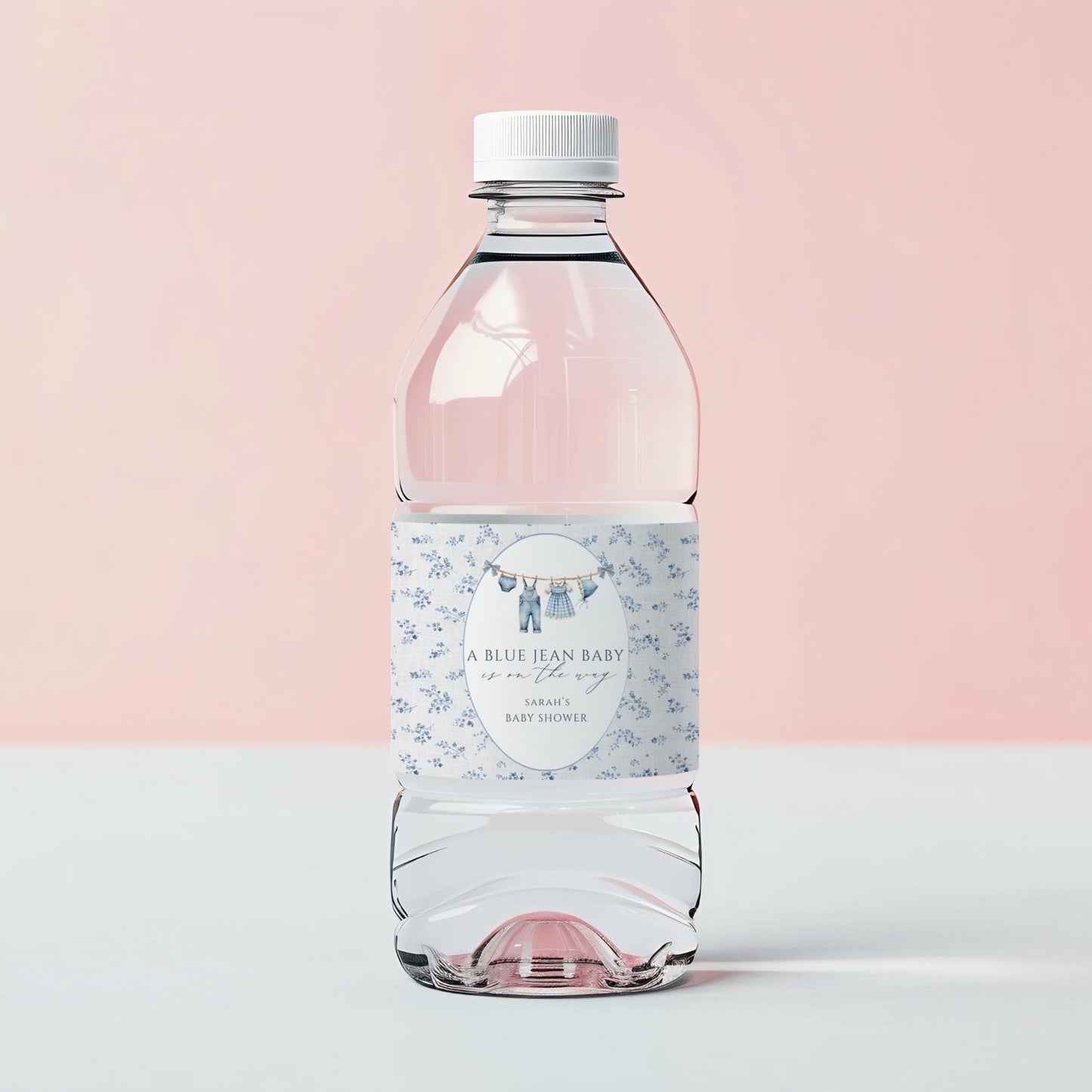 A Blue Jean Baby is on the way Baby shower Water Bottle Label Editable Drink Label Digital Download Denim Baby Sprinkle Decor Western Baby