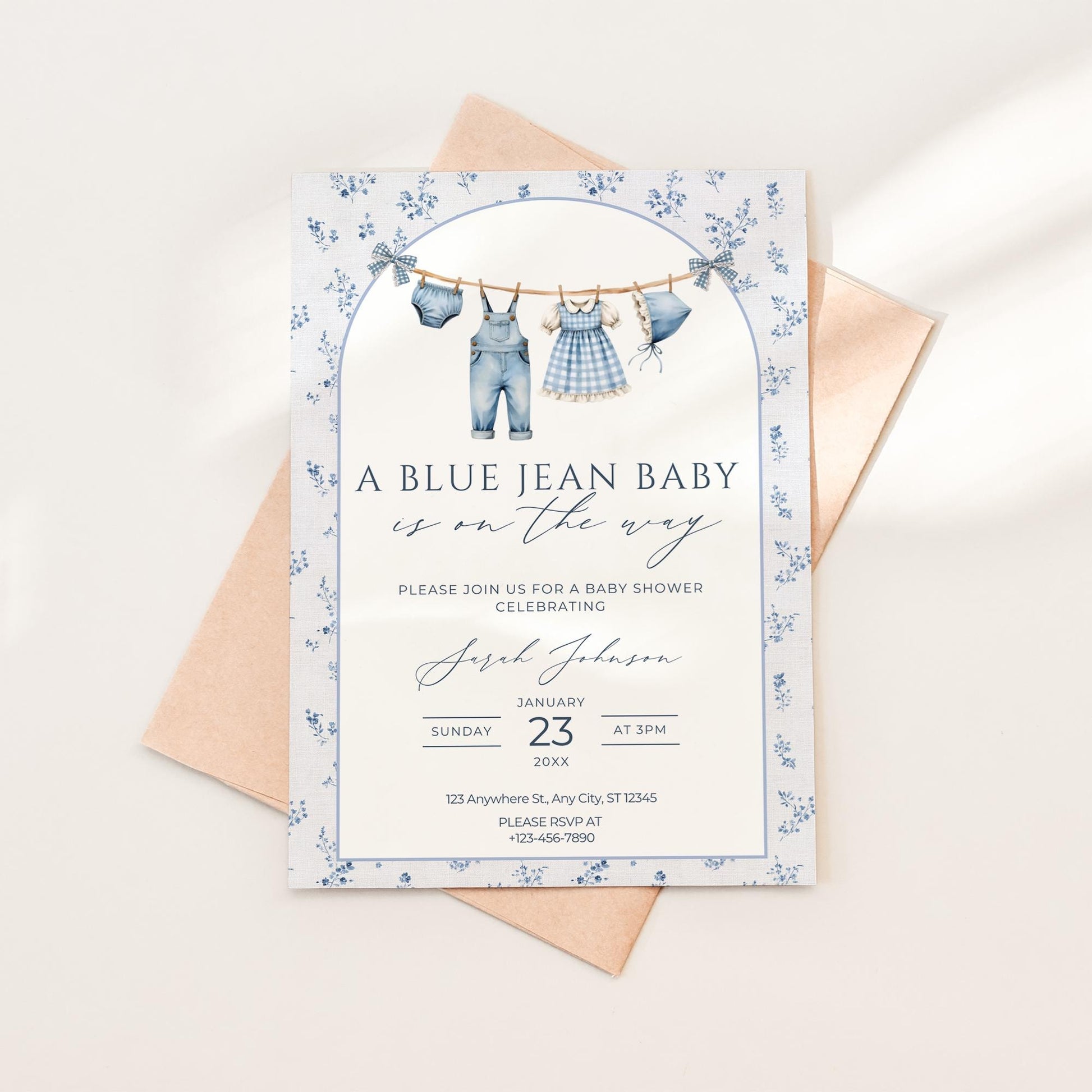 blue Jean baby, baby shower invite, vintage baby shower, denim baby shower, boho baby shower, baby shower neutral, blue Jean shower, digital baby shower, baby shower template, editable invitation, western baby shower, boy baby shower, baby shower bundle