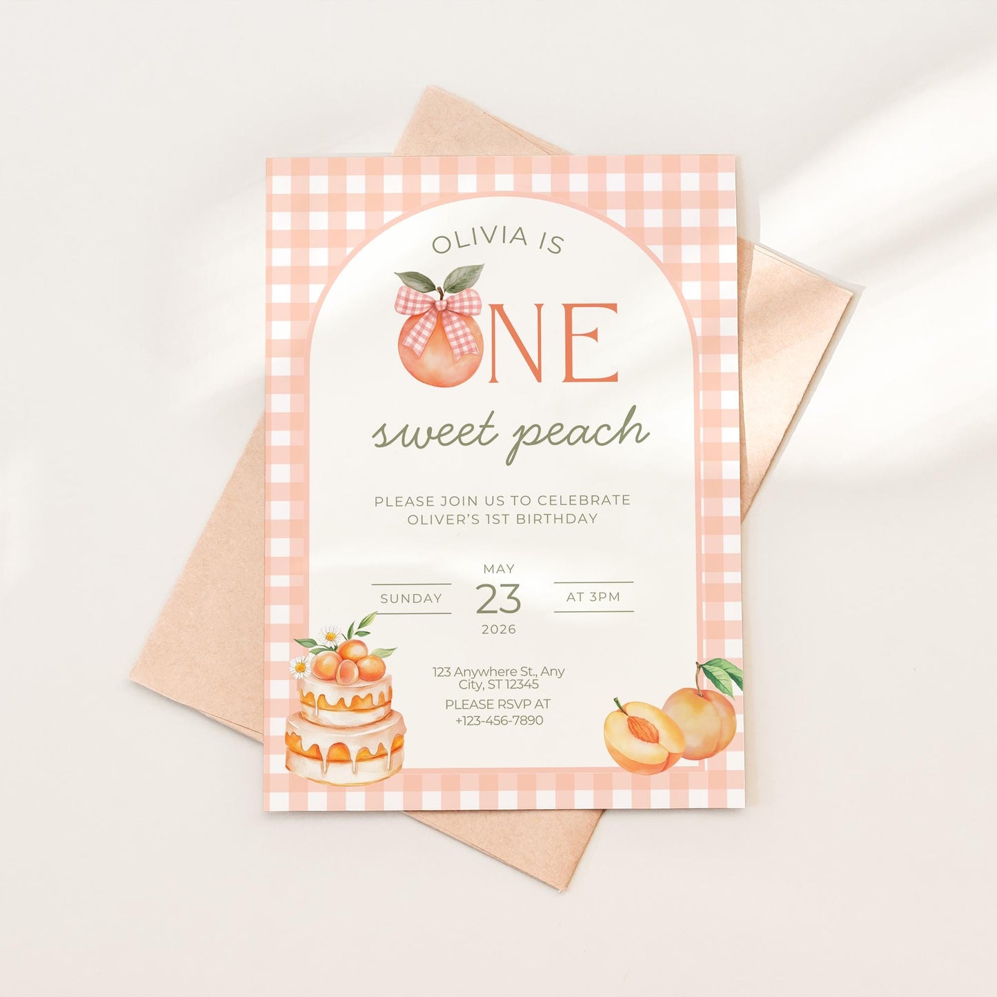 one sweet peach, peach first birthday, sweet little peach, sweet peach invite, onederful birthday, baby girl 1st invite, peach birthday, 1st birthday invite, girls 1st birthday, sweet as a peach, digital invitation, digital invite, editable template