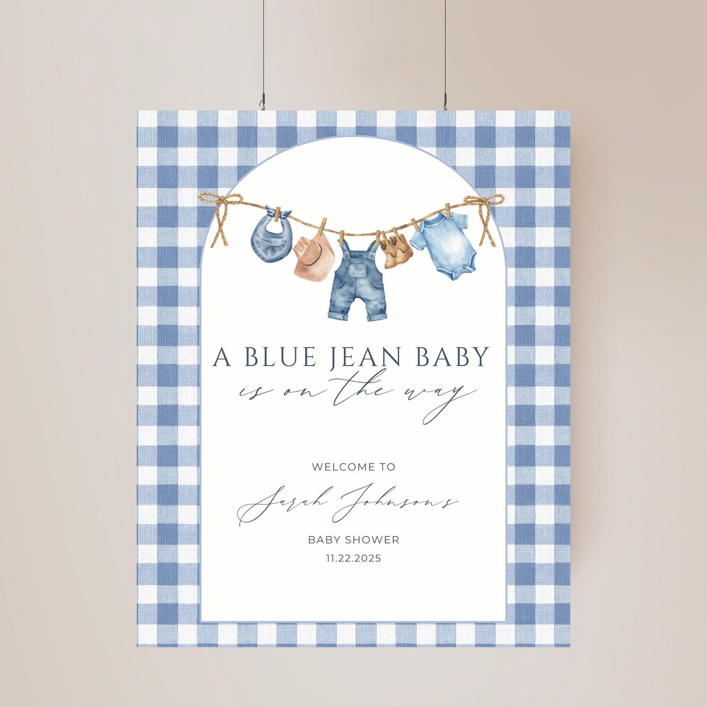 Blue Jean Baby Shower Bundle Denim Baby Shower Invite Cowboy themed Baby Sprinkle Western Baby Shower Decor Baby Blue Jean Baby on the Way