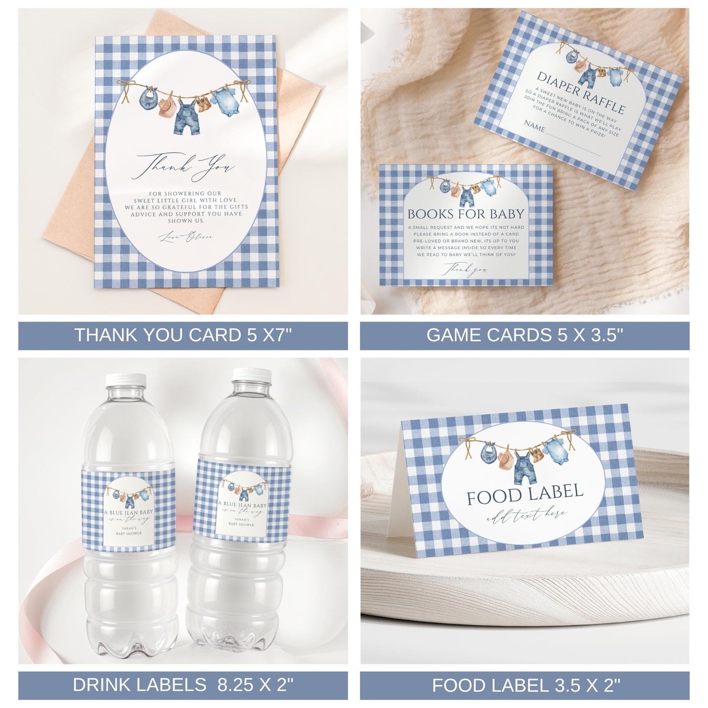 A blue jean baby rodeo baby shower thank you card books for baby card diaper raffle card insert boy baby shower water bottle labels buffet cards food label tent cards