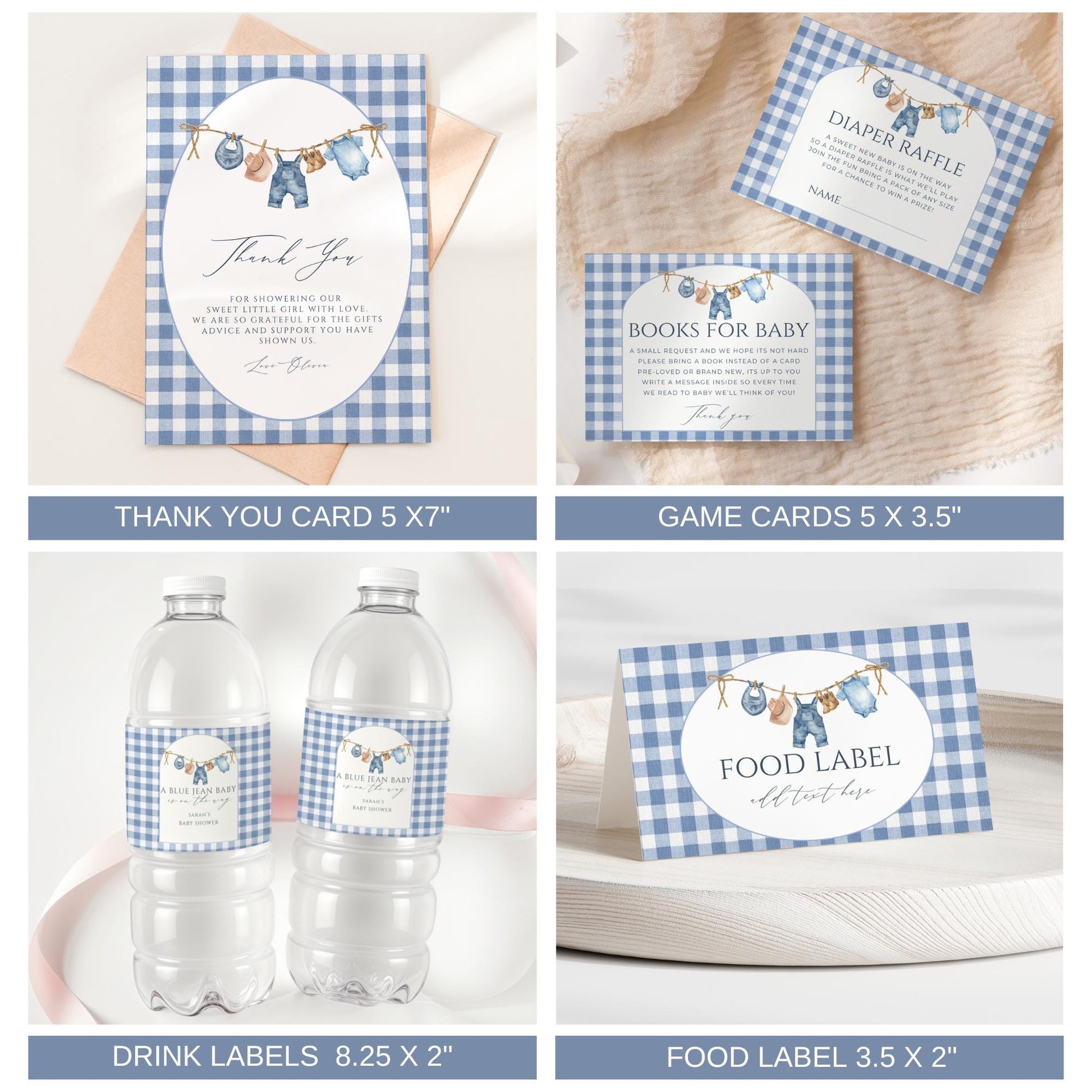 A blue jean baby rodeo baby shower thank you card books for baby card diaper raffle card insert boy baby shower water bottle labels buffet cards food label tent cards