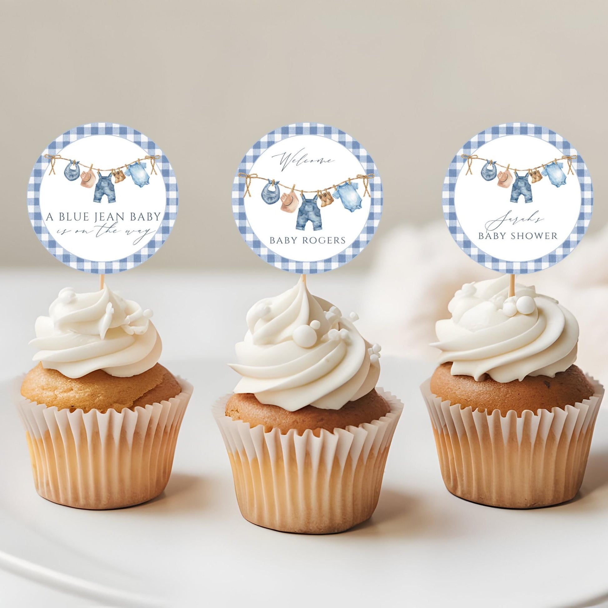 Blue Jean Baby Shower Bundle Denim Baby Shower Invite Cowboy themed Baby Sprinkle Western Baby Shower Decor Baby Blue Jean Baby on the Way