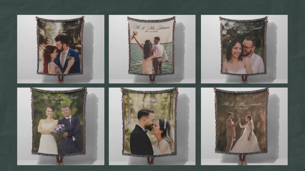 Personalized photo custom tapestry woven cotton throw customized photo blanket gift for newlyweds couples name wedding gift for her