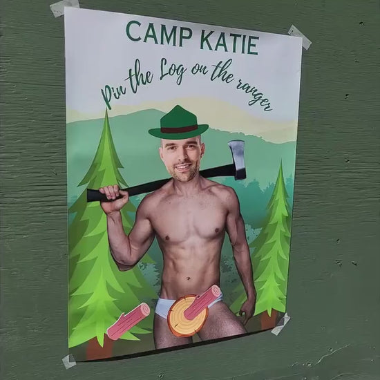 Camp Bachelorette Party Game Template Last trail before the veil personalized decor sign Camp Bach Editable Games Groom Face Decor Mountain